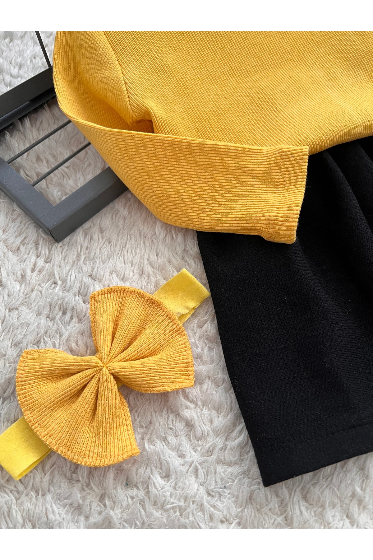 BAHNUR BEBEK ÇOCUK YESiL SiYAH BLUZ VE ETEK TAKIMI SETi fotoğrafı 2 (önizleme)