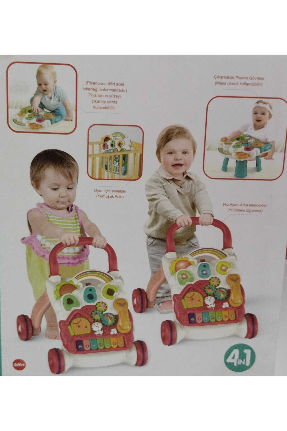 FEYSSHOP 4'ü 1 Arada Eğitici Bebek İlk Adım Arabası -Müzikli Piyanolu Aktivite Masası ve Yürüteç fotoğrafı 3 (önizleme)