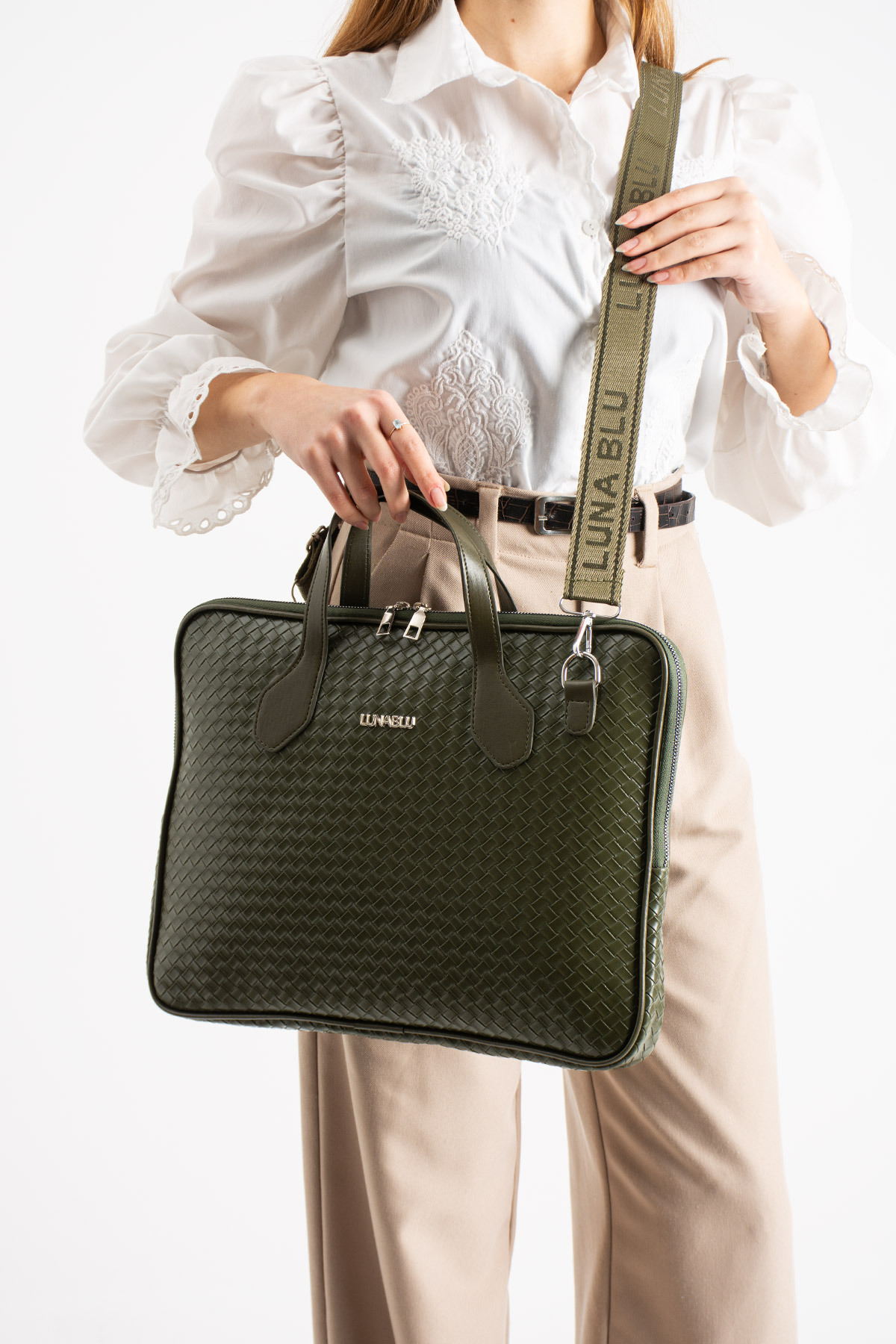 LUNABLU  15.6" Inç Su Geçirmez Kumaş Özellikli Evrak Bilgisayar Notebook Laptop Çantası - Görsel 2