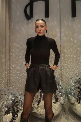 torivalli Siyah toriva deri şort