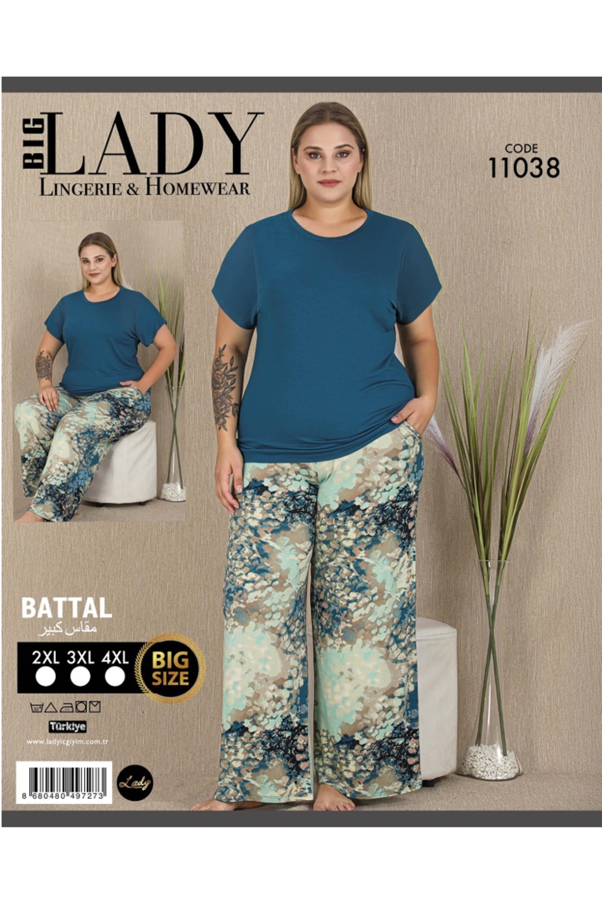 NightLove Kadın Battal Boy Gecelik Takımı