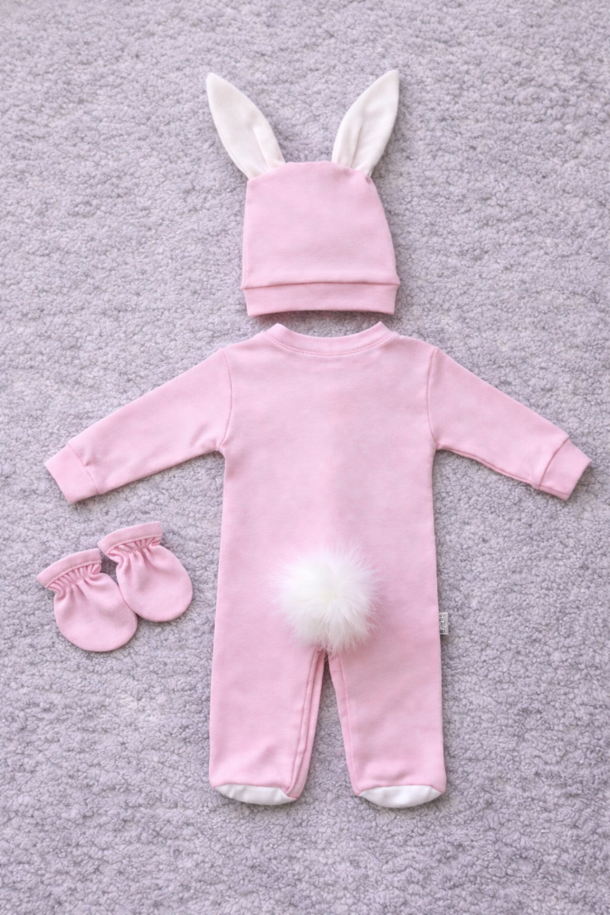 La Luna Kız Bebek 4 Parça Pembe Tavşan Tulum 0-3 Ay %100 Pamuk fotoğrafı 4 (önizleme)