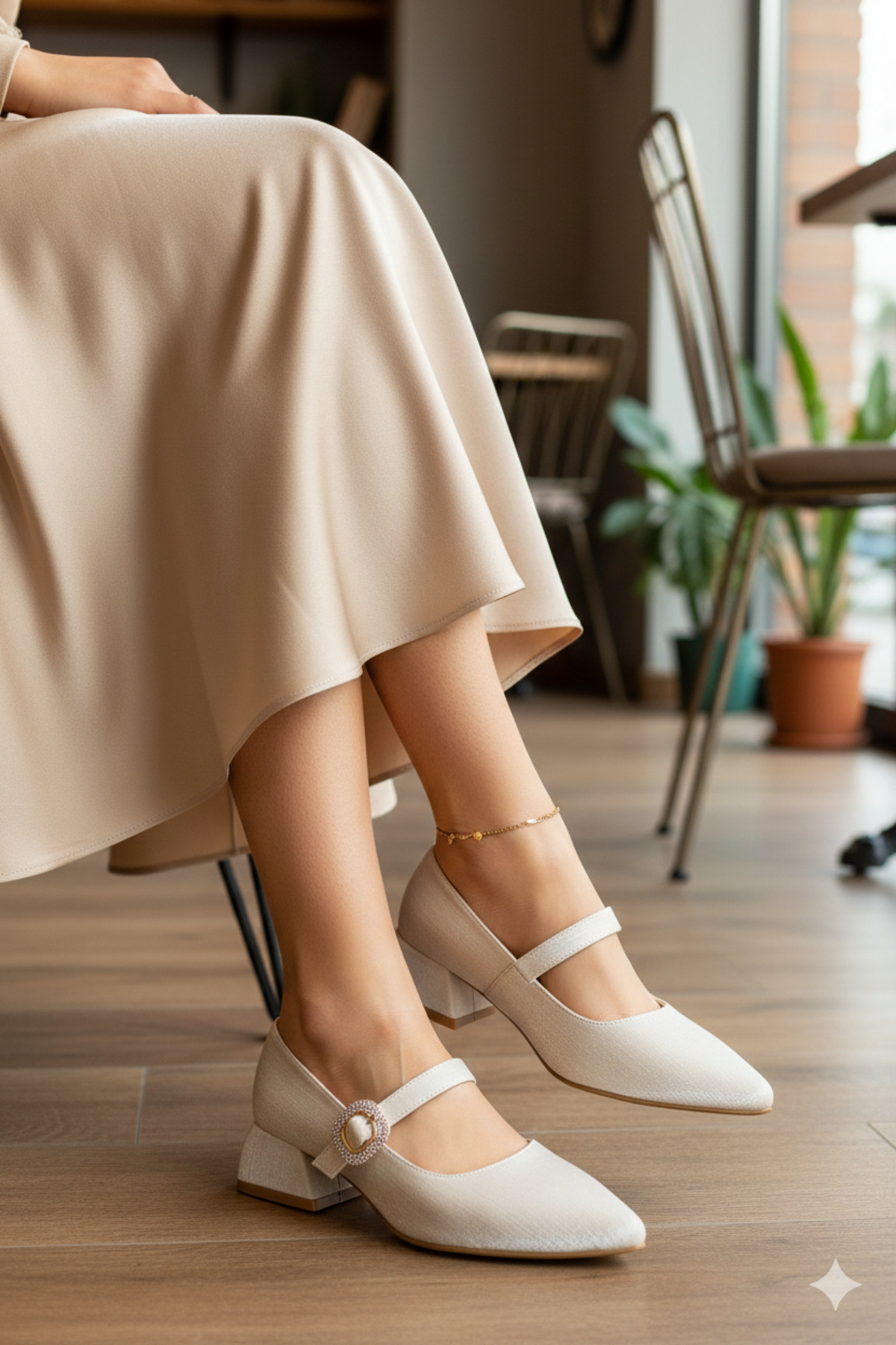 ZSHOES  Kadın Baretli Saten Desenli (İthal Malzeme) Hafif Topuklu Ayakkabı{41/42/43 Özel Büyük Numara Dahil} - Görsel 3