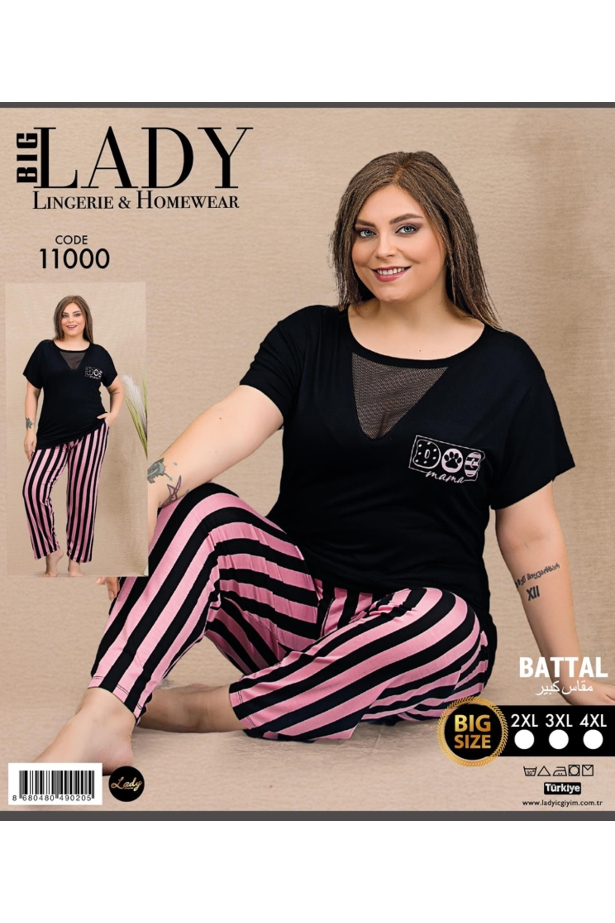 NightLove Kadın Battal Boy Gecelik Takımı