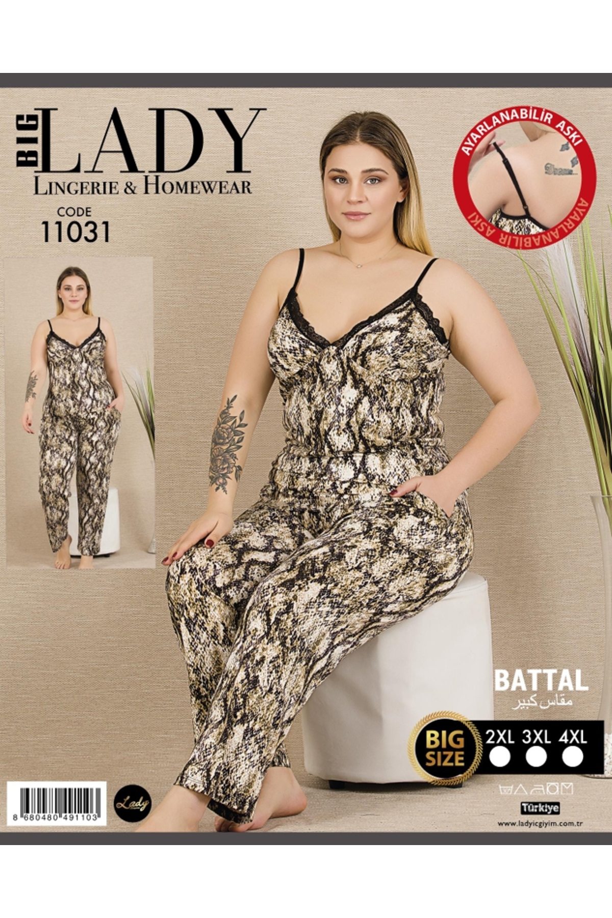 NightLove Kadın Battal Boy Gecelik Takımı