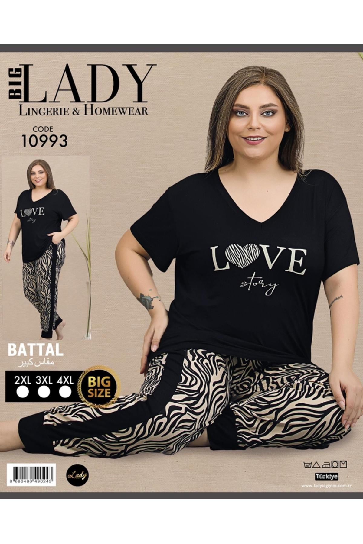 NightLove Kadın Battal Boy Gecelik Takımı