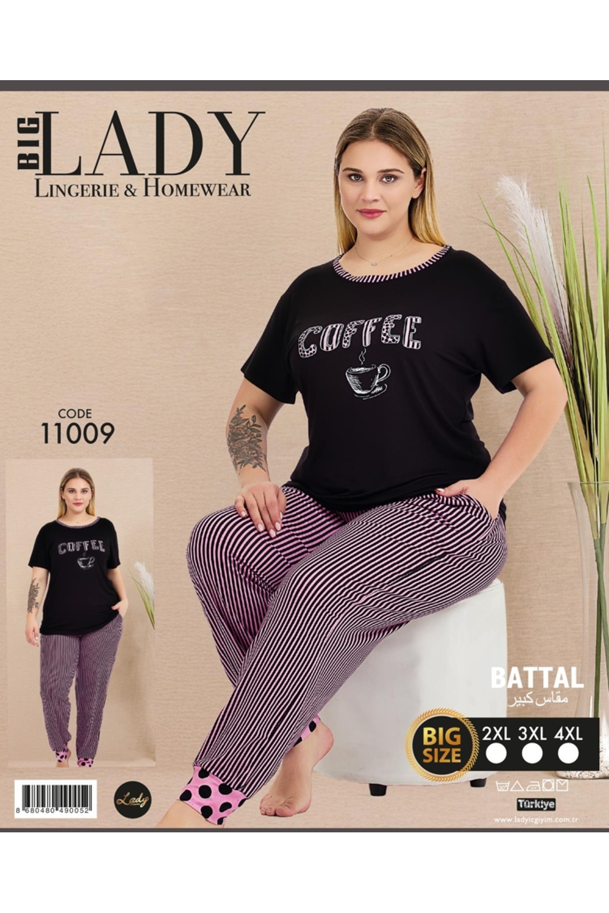 NightLove Kadın Battal Boy Gecelik Takımı