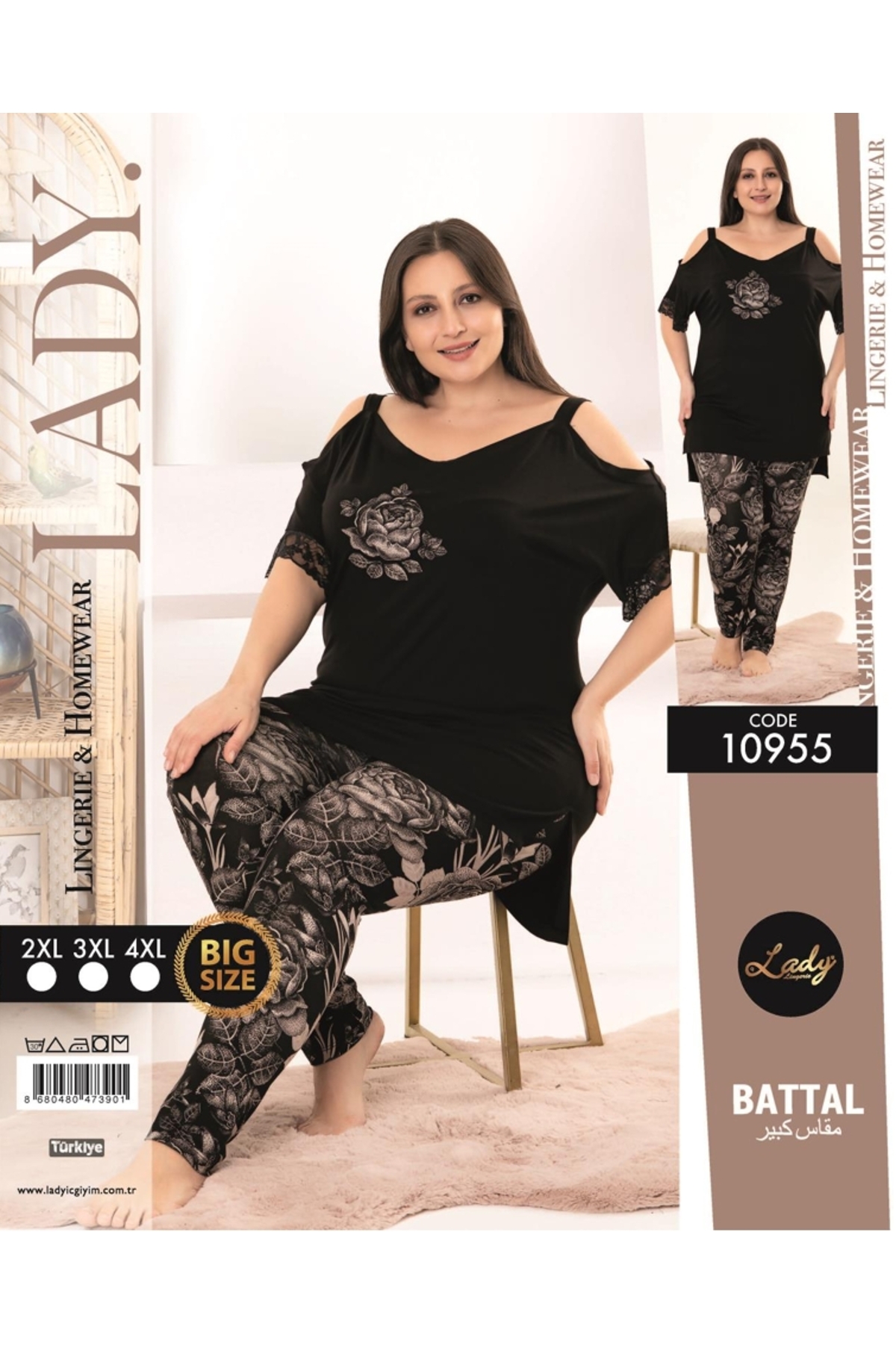 NightLove Kadın Battal Boy Gecelik Takımı