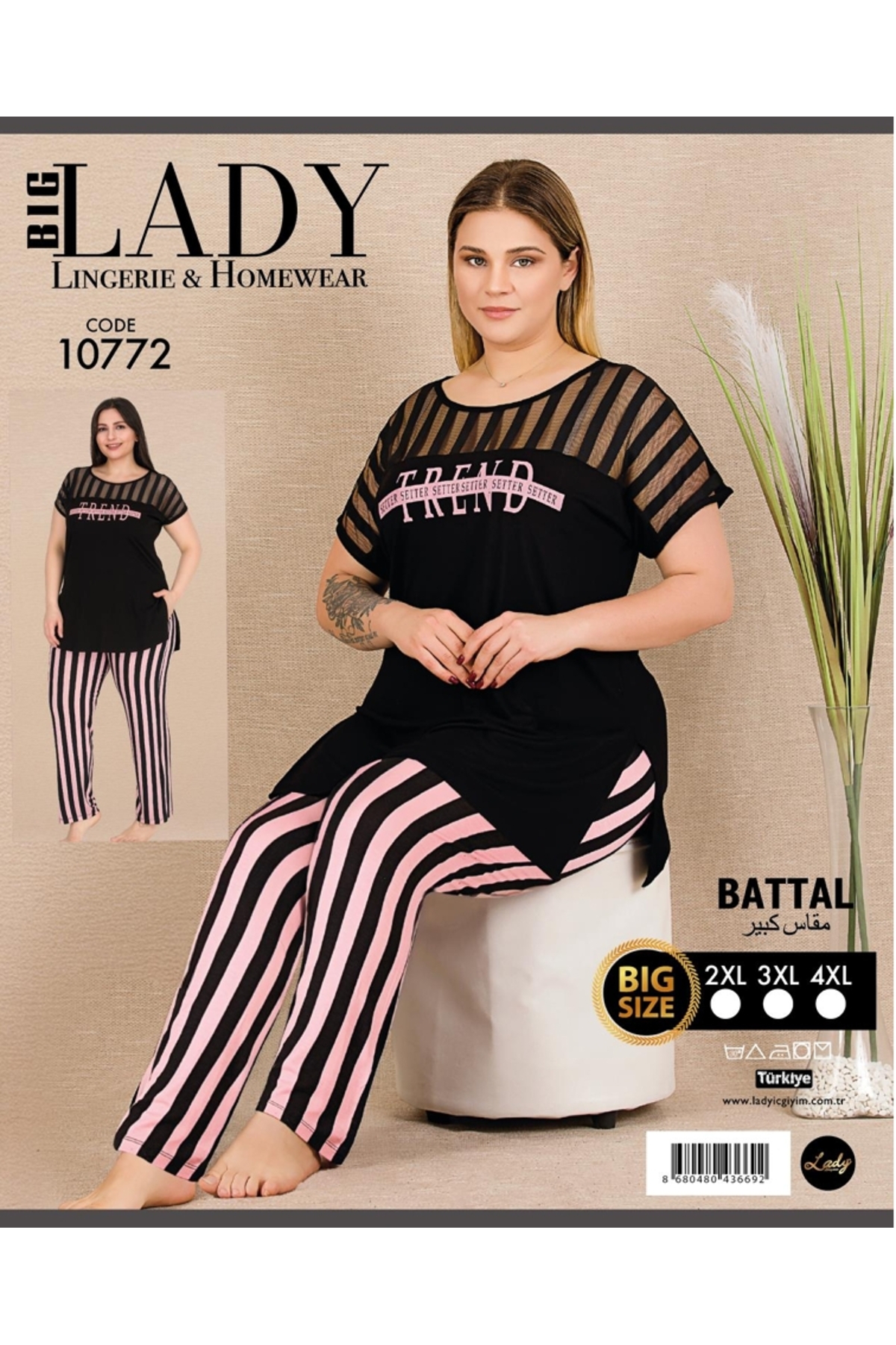 NightLove Kadın Battal Boy Gecelik Takımı