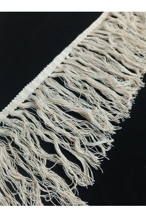 ULUPAMİR Krem Renk Kenar Saçaklı Püsküllü Şerit 15cm-Dekoratif-Püskül
