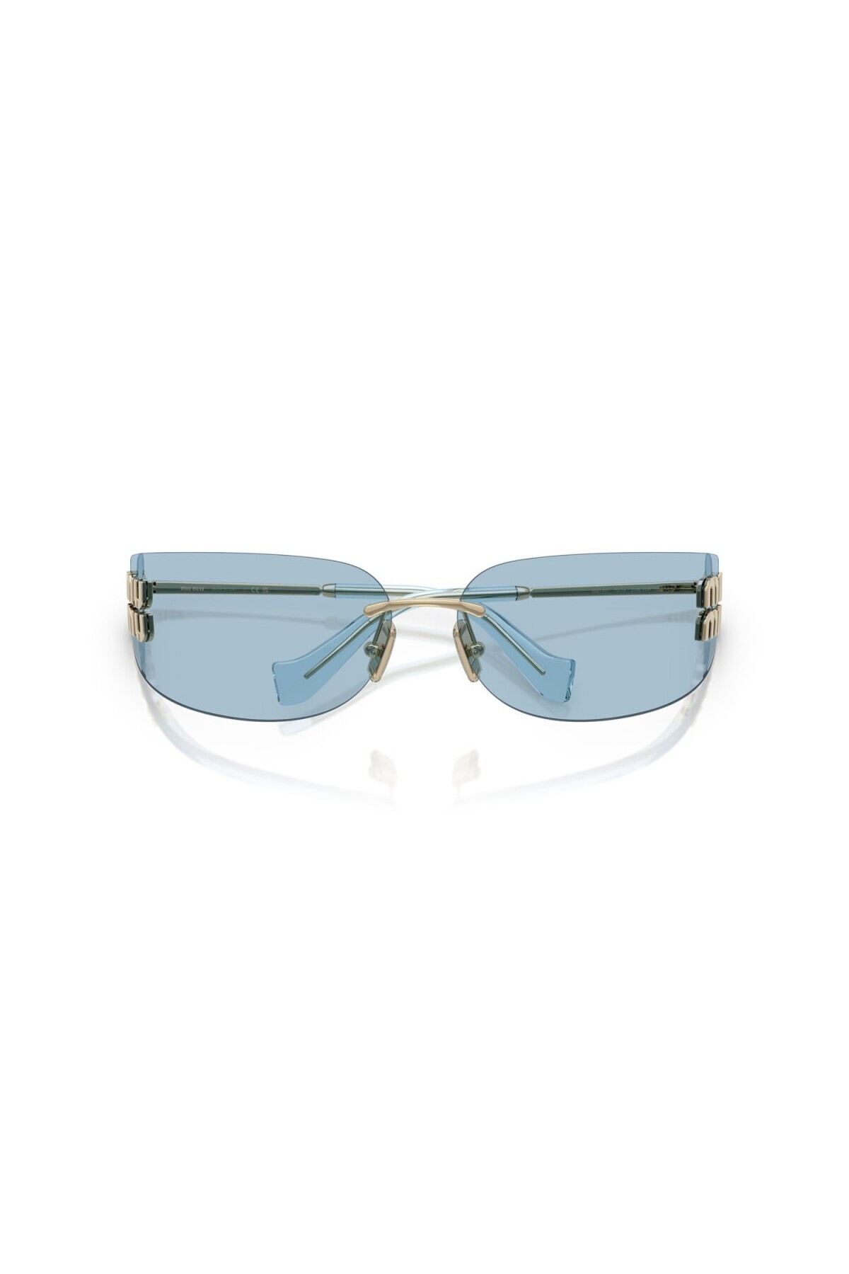 Miu Miu Women’s Rectangle Sunglasses – Pale Gold Blue Model MUA51S ZVN10P Buy Miu Miu MU A51S ZVN90O Light pink Lenses Rimless  main image 3