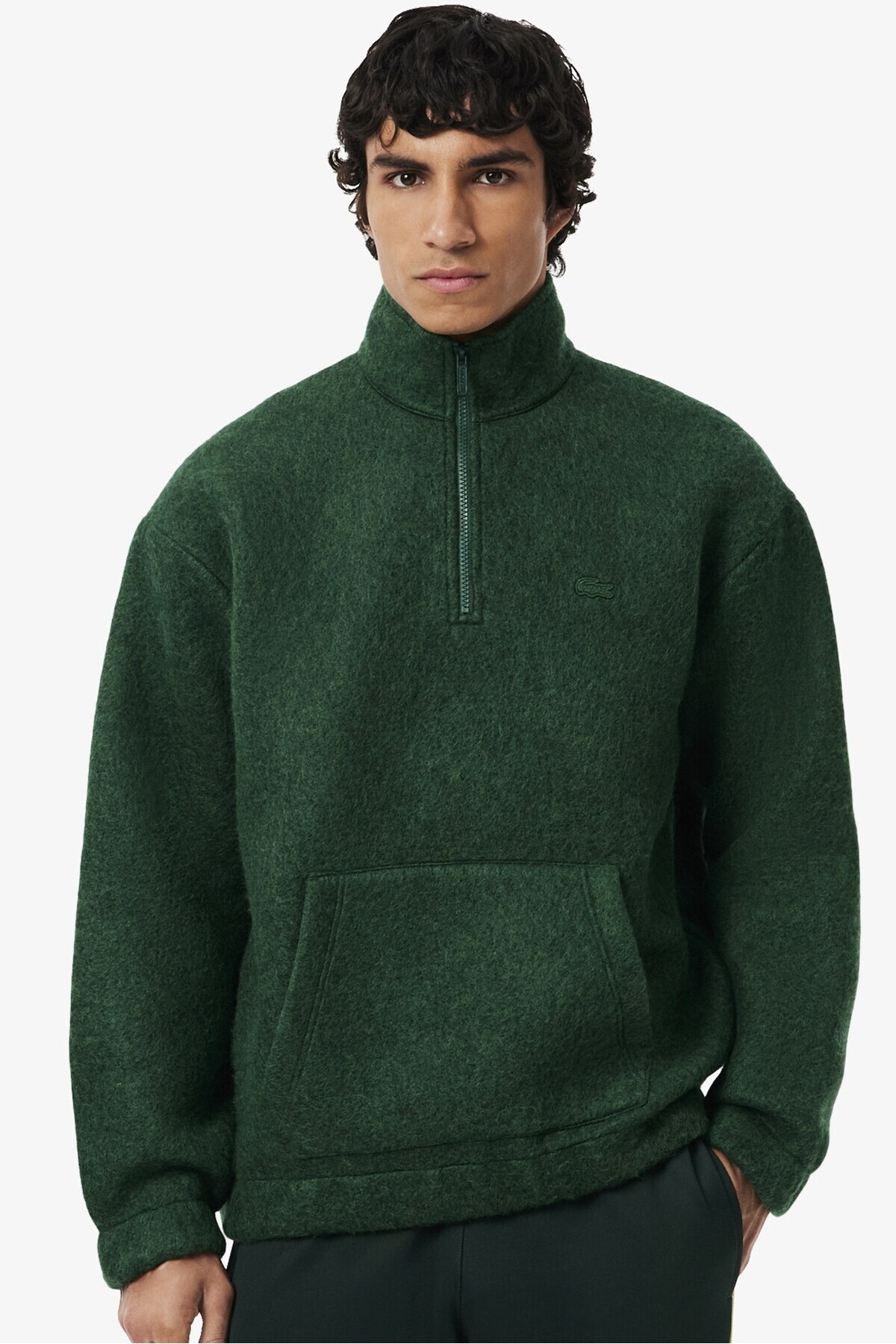 Lacoste Loose Fit 1/4 Zip Men's Cotton Sweatshirt Erkek Bol Kesim