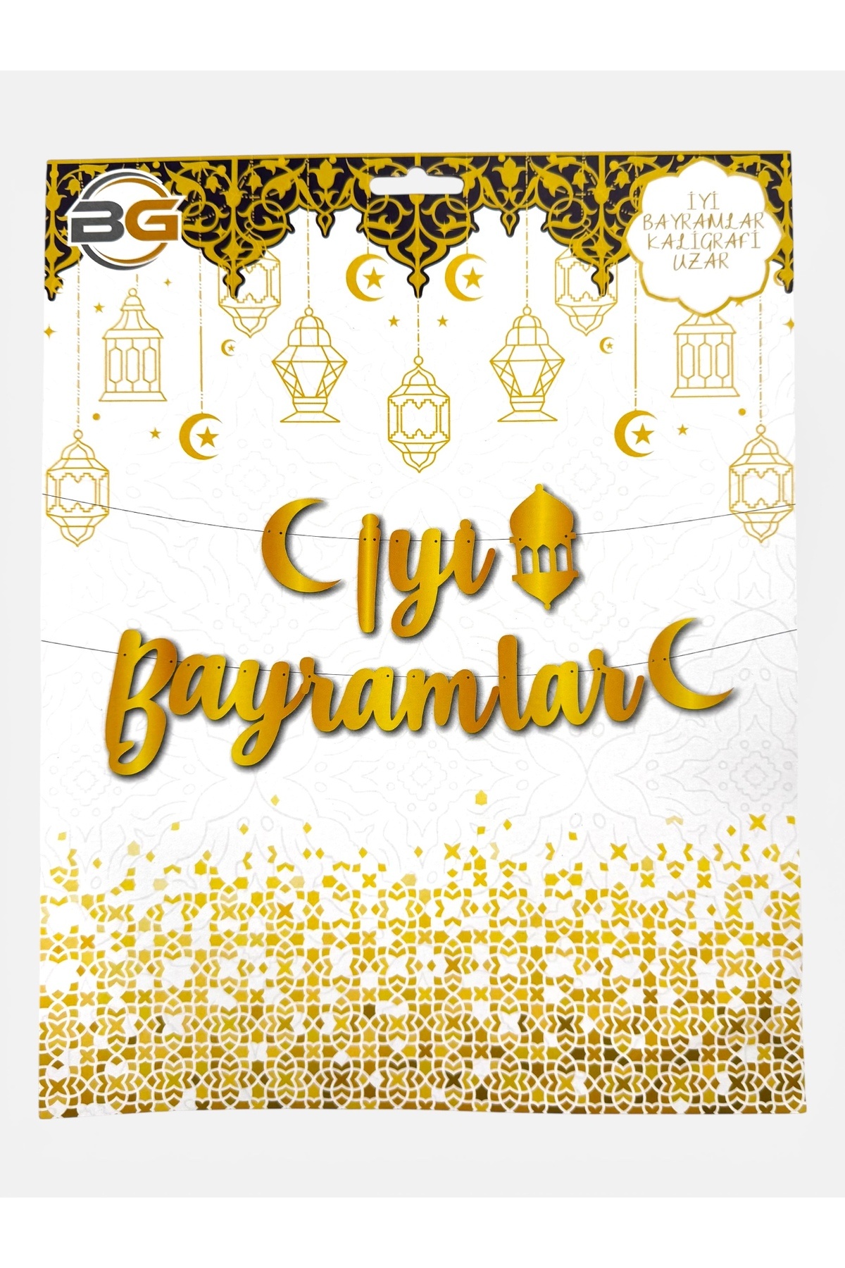 İyi Bayramlar Yazılı Gold- Altın Sarısı Ramazan Süsü Banner