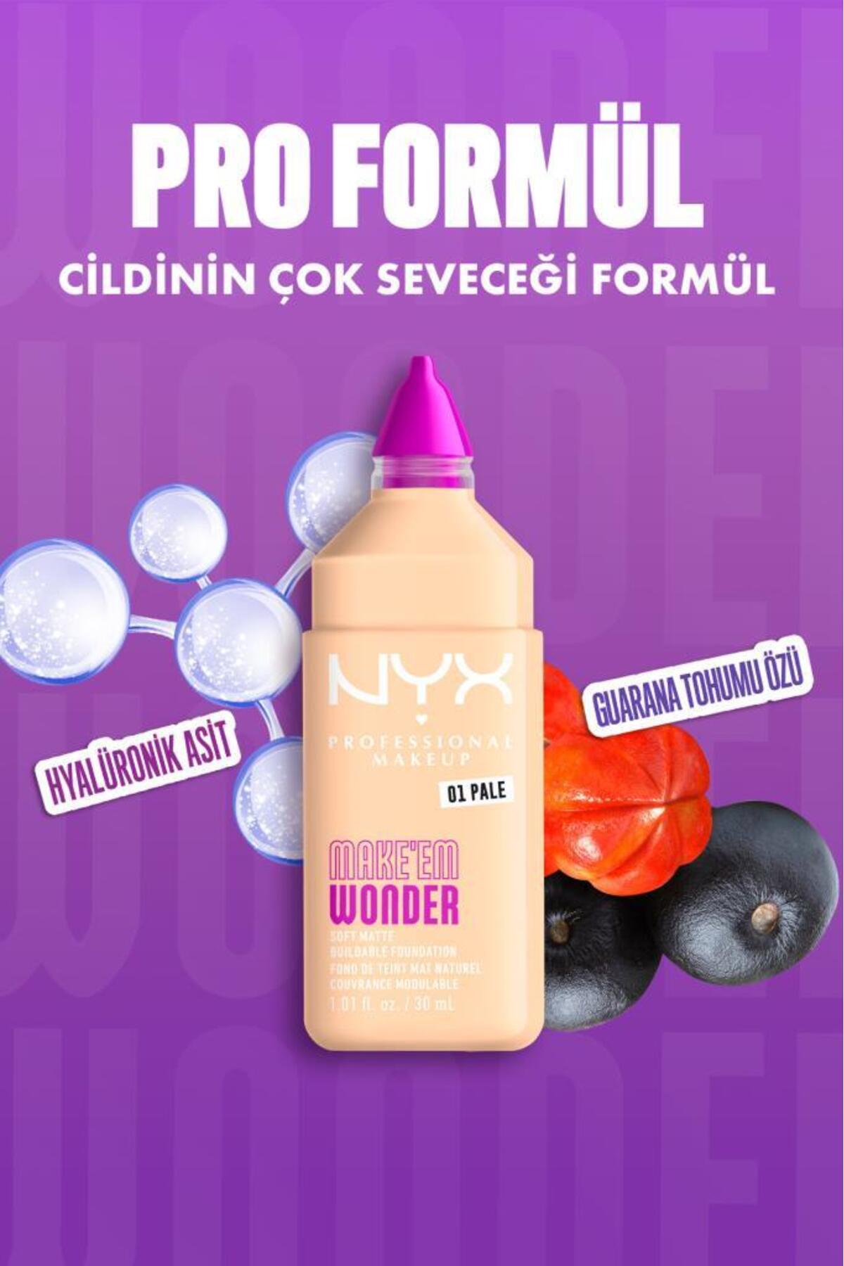 کرم پودر مات نرم Make’ Em Wonder شماره 01 - رنگ پریده — بژ NYXMAKEMWONDERFNDT — تصویر 7 از 9
