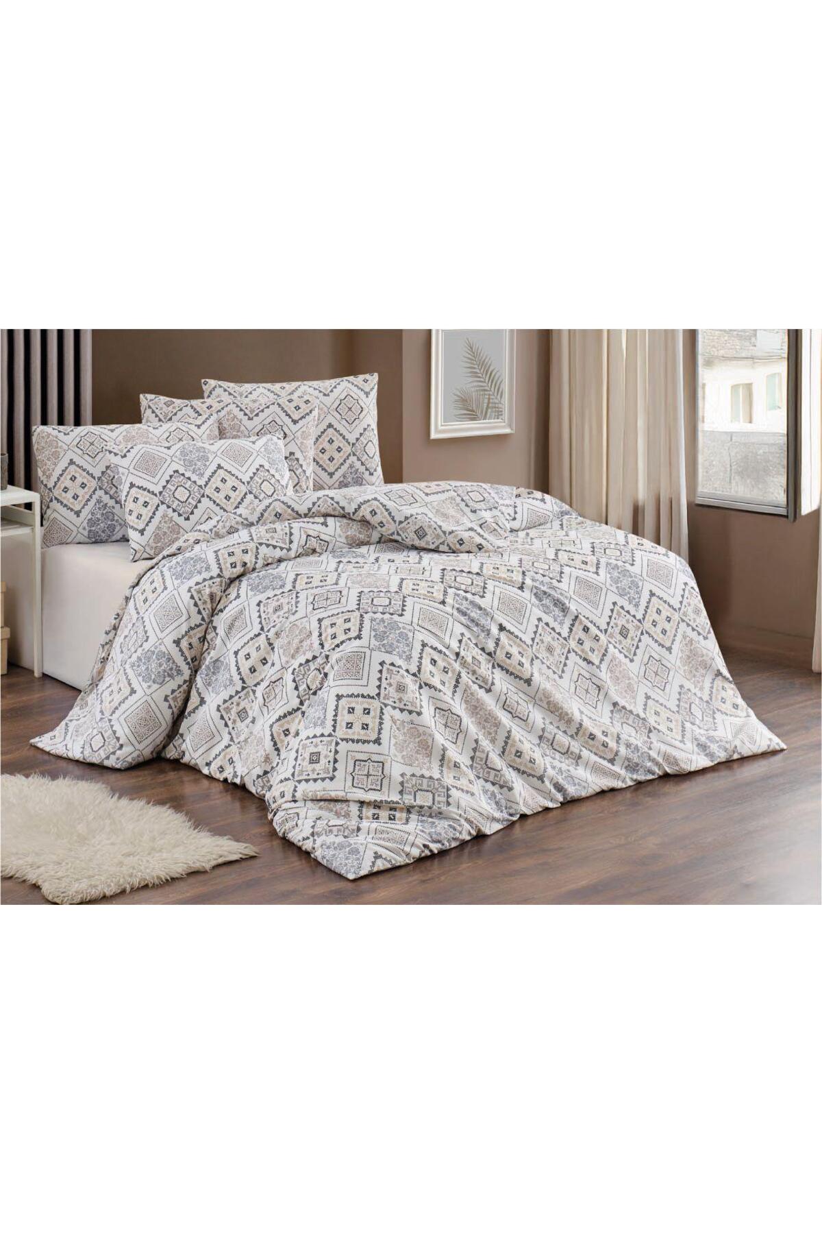 Double Duvet Cover Set 200x220cm | 4 Pillowcases | Fitted Bed Sheet 180x200+25