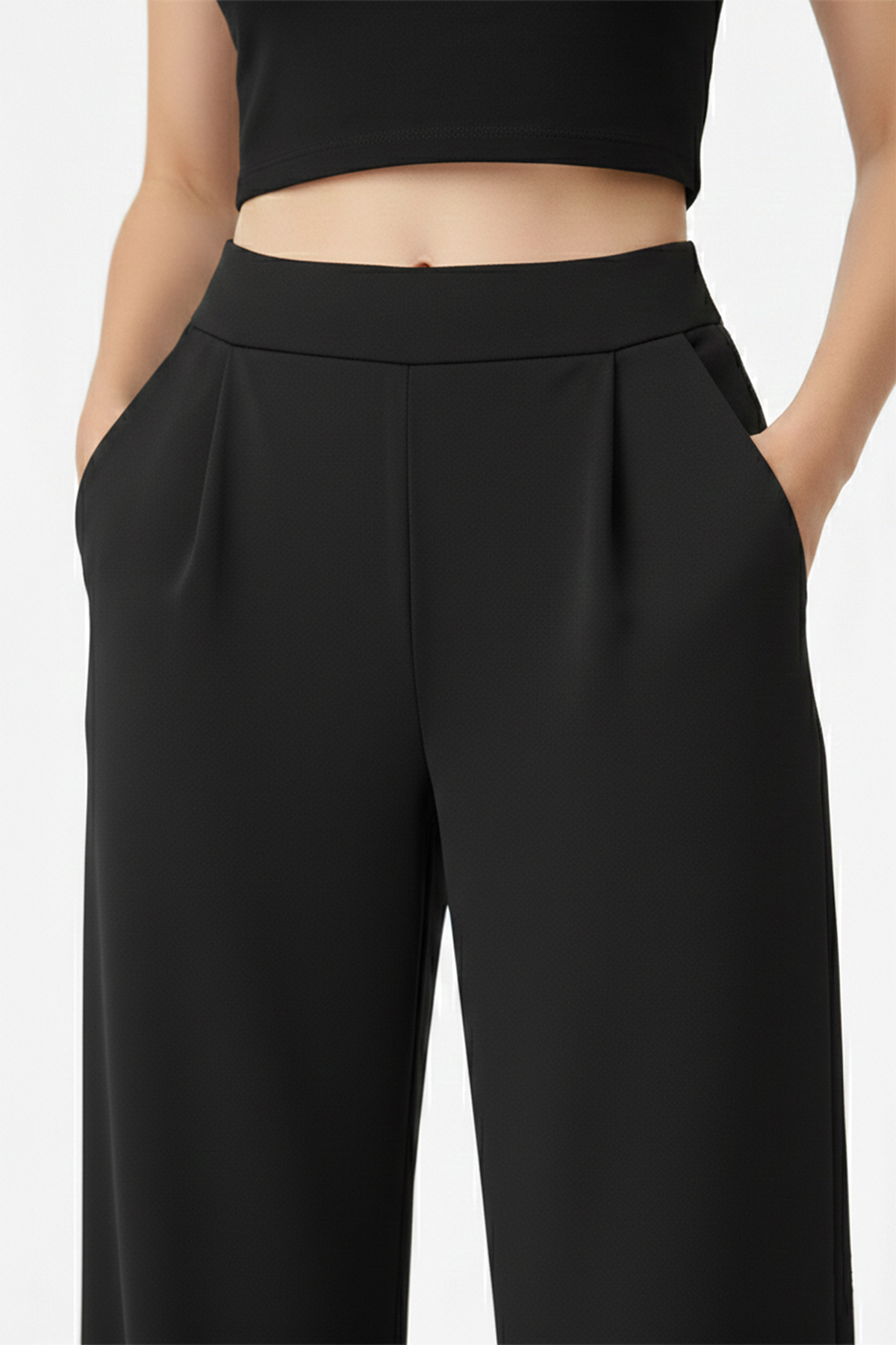 HNX  Kadın Yüksek Bel Toparlayıcı Boru Paça Tayt Pantolon Siyah - Görsel 4