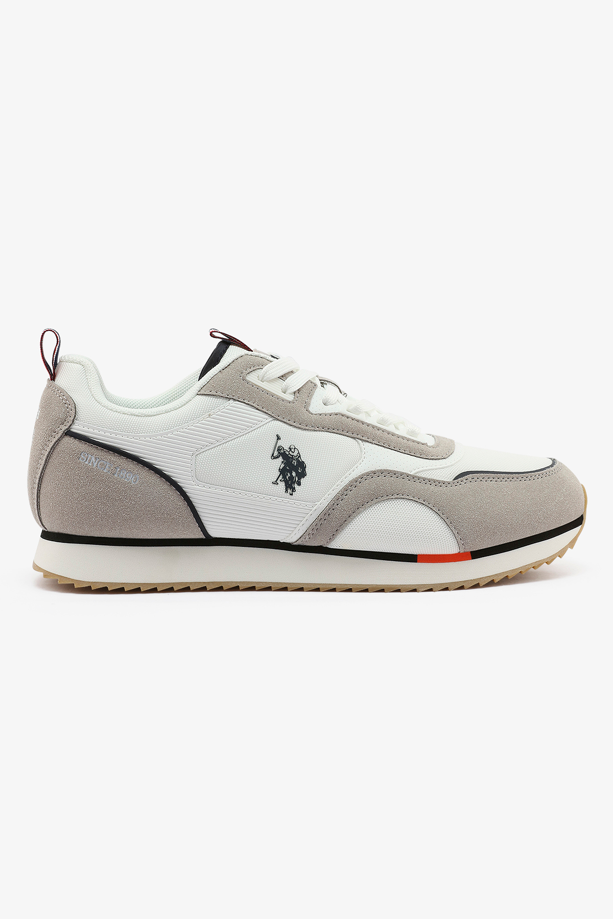 U.S. Polo Assn. Men's White with Grey Sneakers - Lightweight, Breathable and Comfortable Shoes