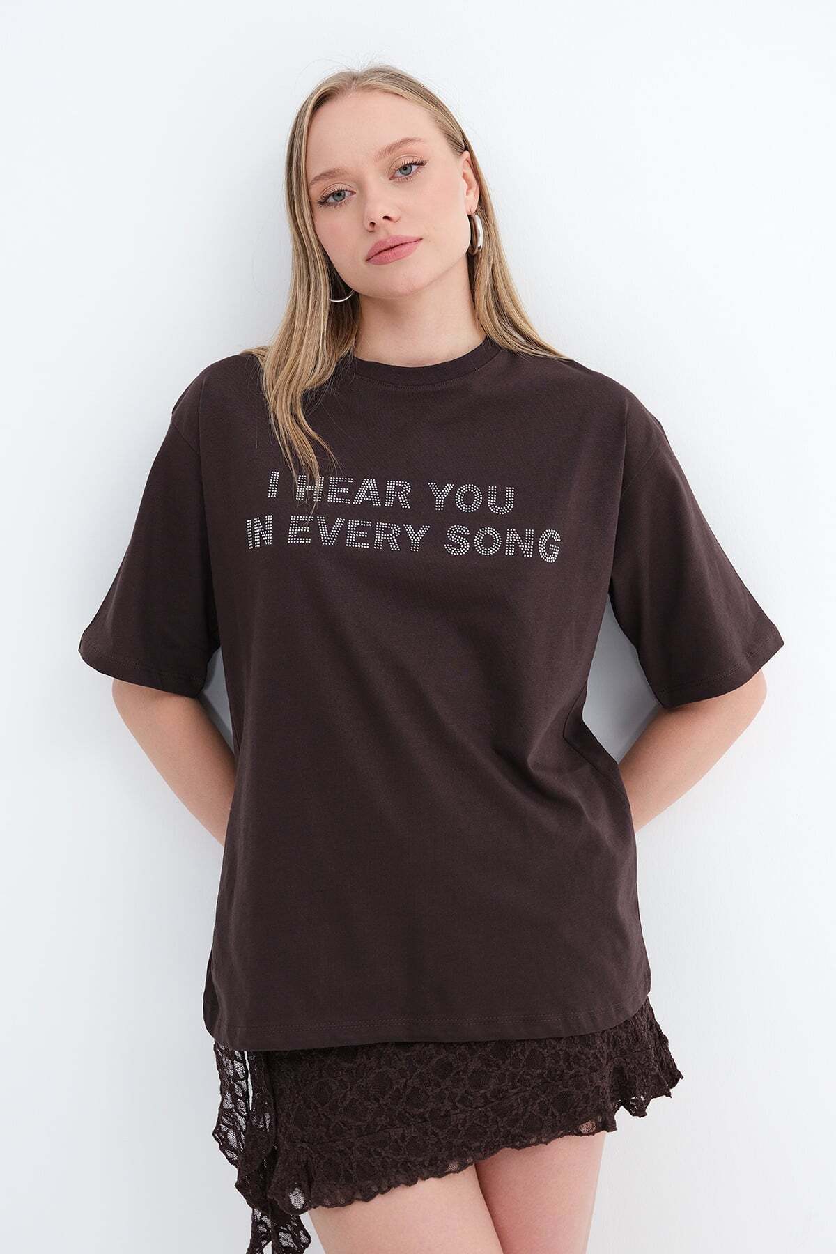 Addax Bisiklet Yaka Taşlı T-shirt P9011 - Fiyatı, Yorumları