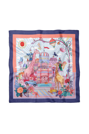 Sultan İpek Sanatsal Desenli Fular / Bandana 50x50cm