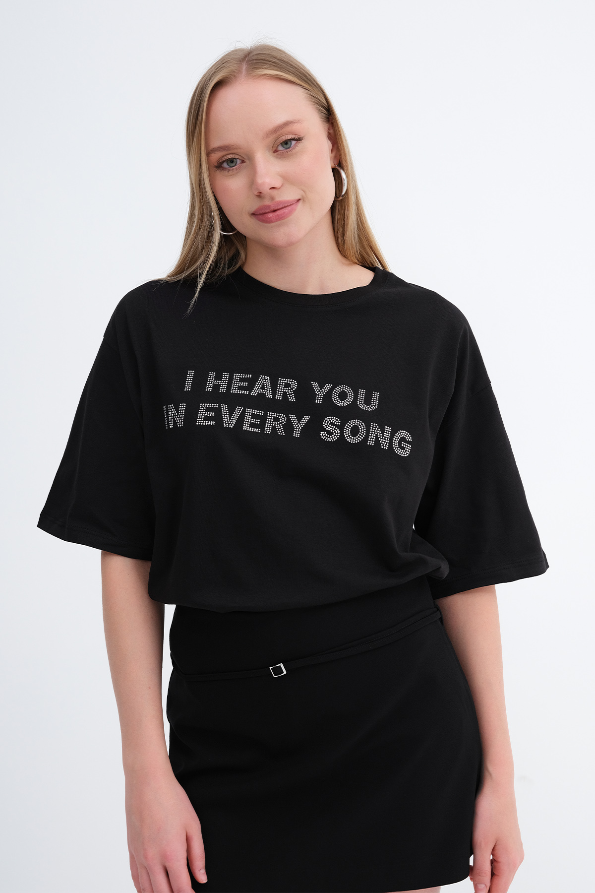 Addax  Bisiklet Yaka Taşlı T-shirt P9011 - Görsel 4