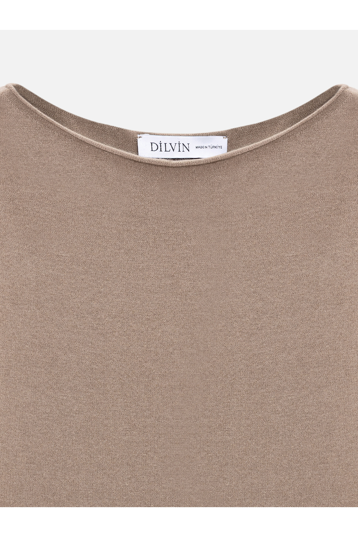 Dilvin  10840 Kayık Yaka Kaşmir Karışımlı Kazak-Koyu Vizon - Görsel 3