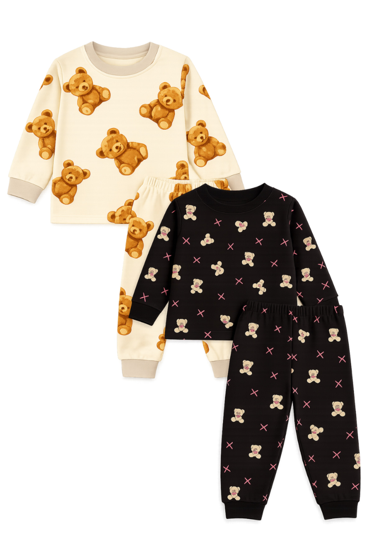 ozbaby.com Unisex Kids Baby Thermal Suede Home Pajama Set 4 Seasons Long Sleeve 4 Piece Set