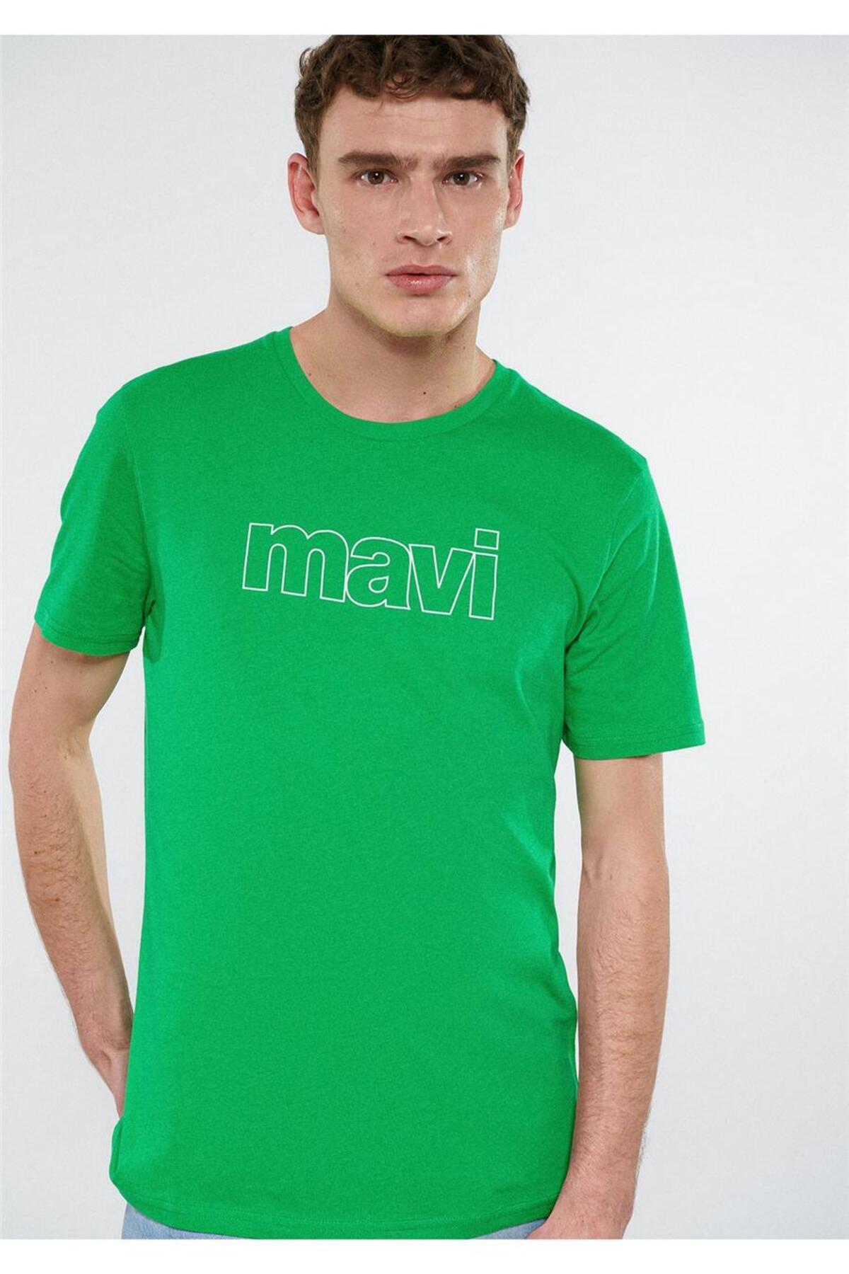 ماوی جینز تی‌شرت طرح لوگو آبی سبز روشن