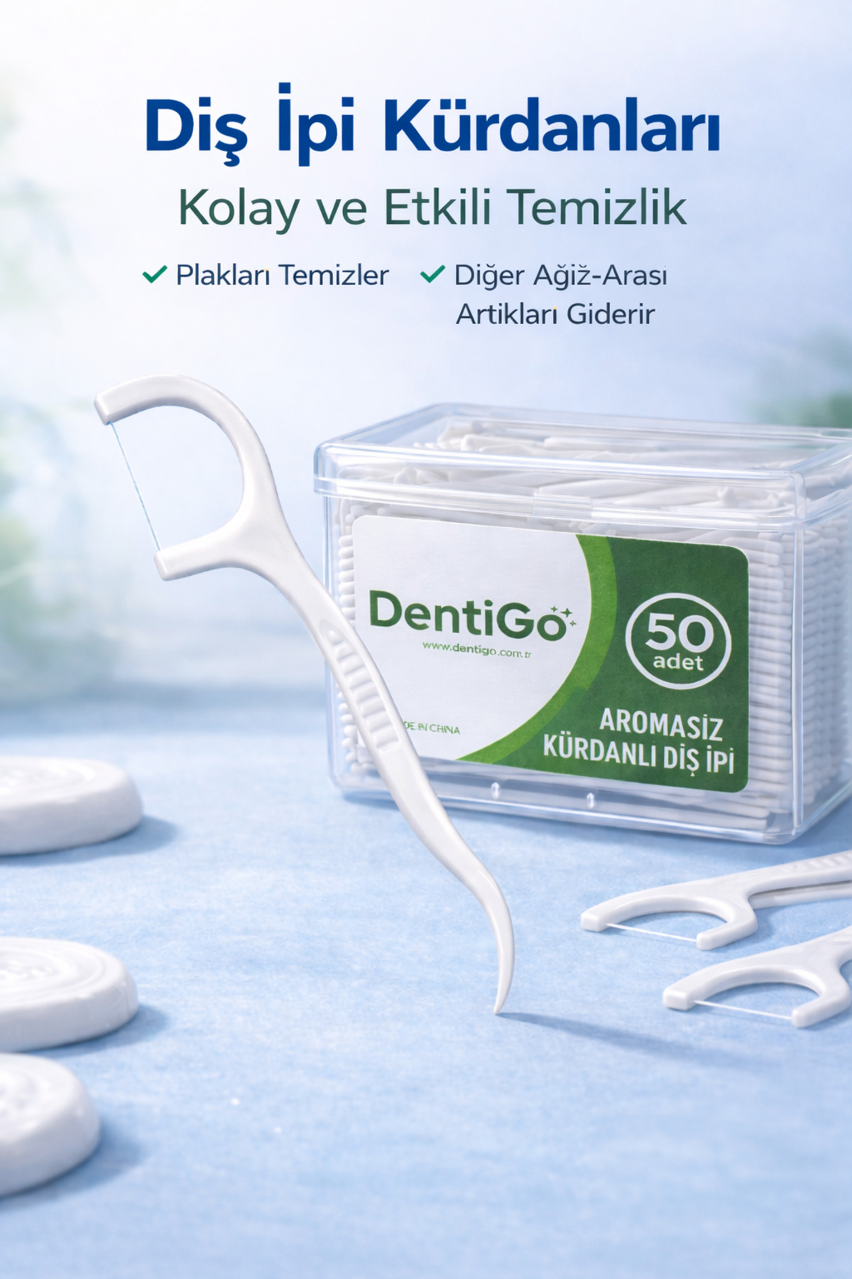 DentiGo Kürdanlı Diş İpi – Aromasız - 50’li Paket