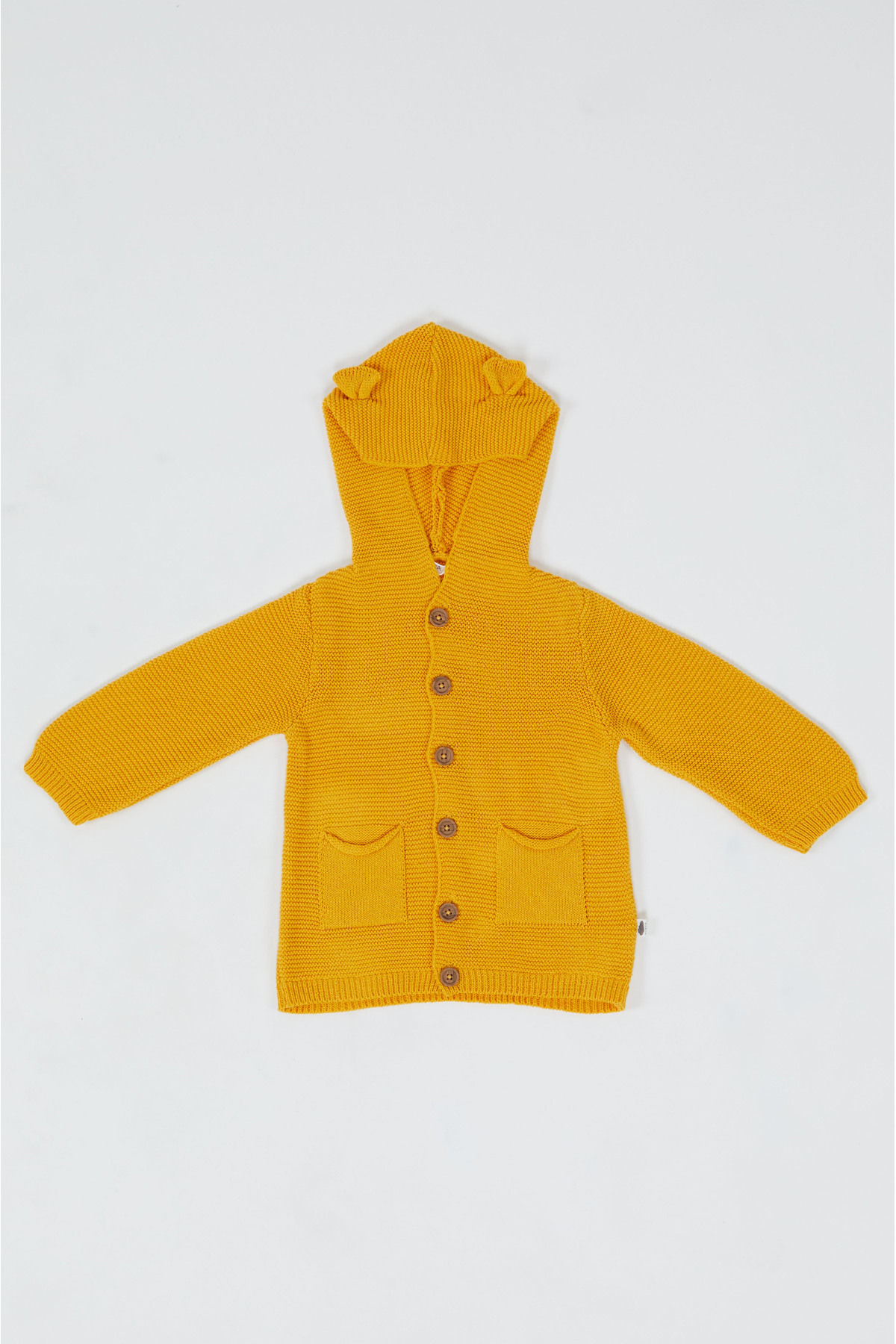 KUEZA KIDS Bebek & Çocuk Kapüşonlu Kulaklı Düğmeli Cepli Pamuklu Triko Hırka fotoğrafı 3 (önizleme)