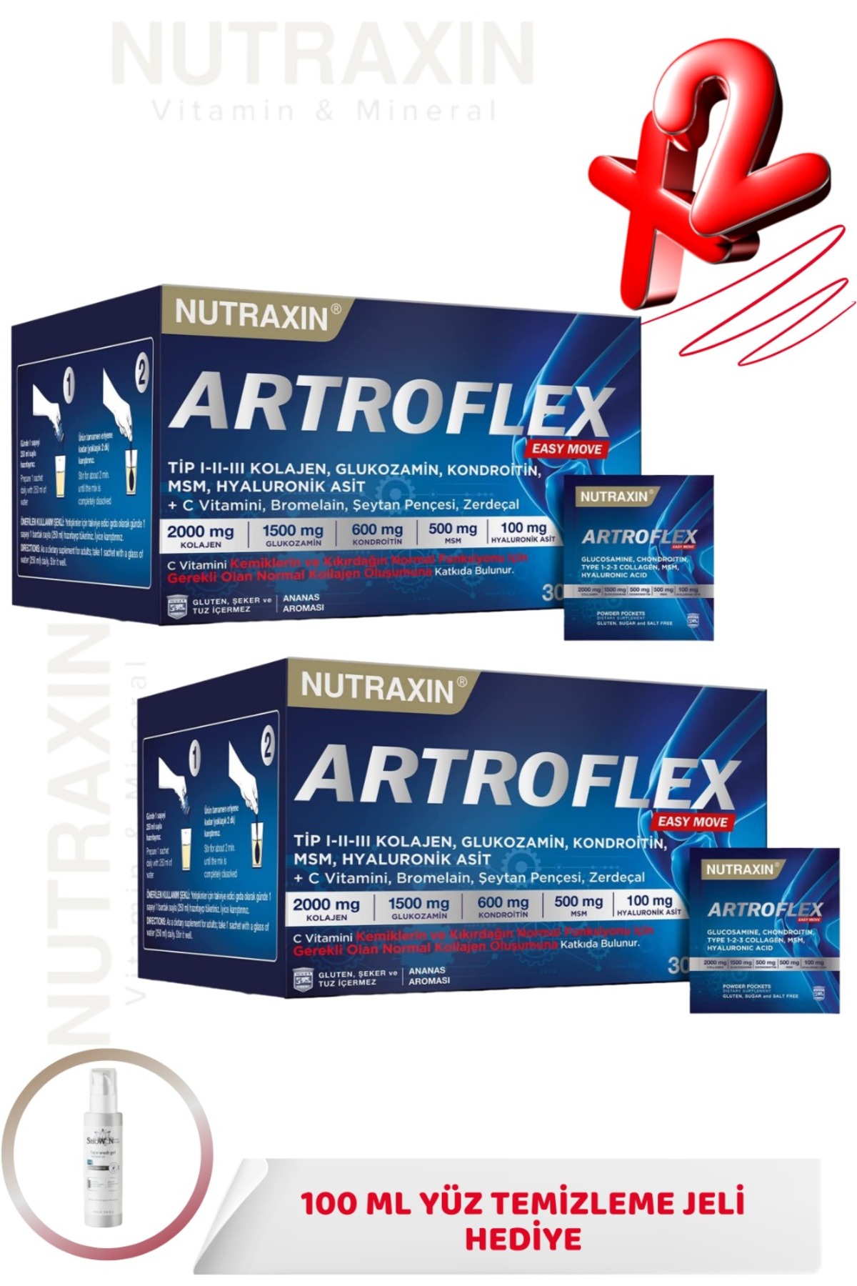 Nutraxin Artroflex Easy Move Ananas Aromalı 30 Saşe 2 ADET + 100ml
