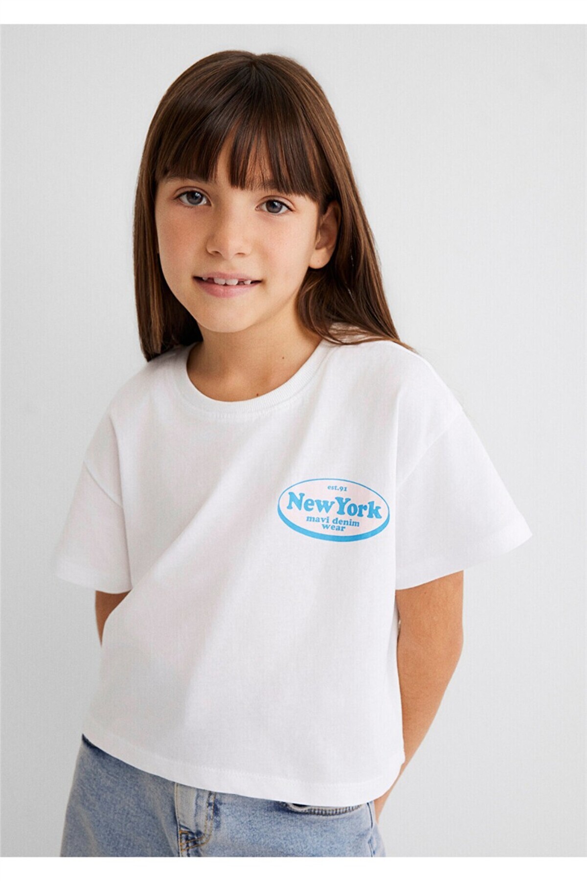 ماوی جینز تی شرت طرح نیویورک سفید