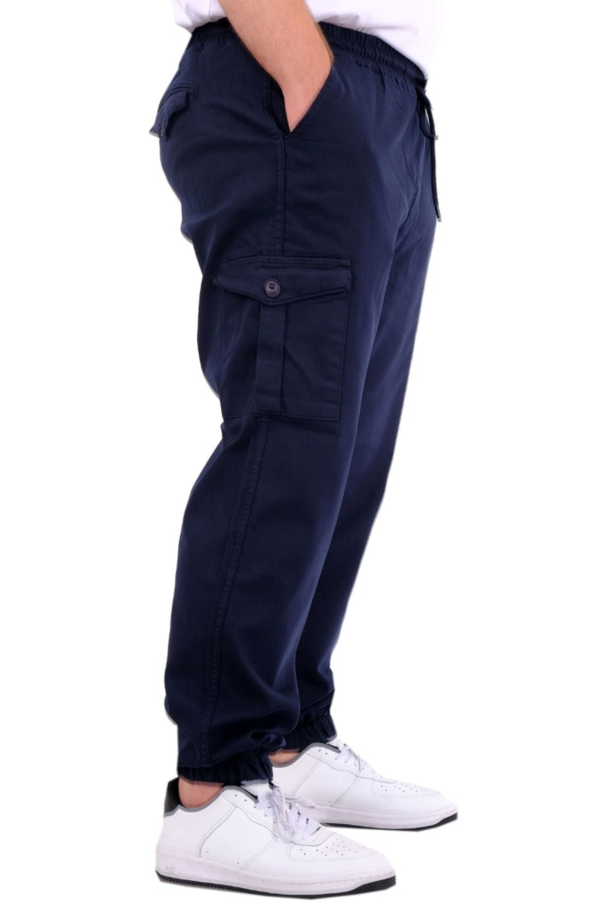ModeXL Mode XL Büyük Beden Erkek Gabardin Kargo Jogger Pantolon Doğa 21927 Lacivert görsel 3