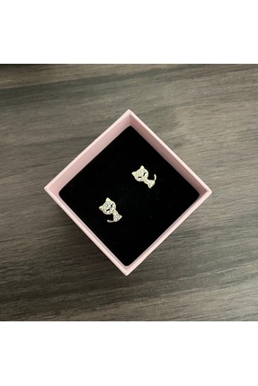 ATELİER GİZEM Kız çocuk kararmaz antialerjik kedili çelik çocuk küpesi