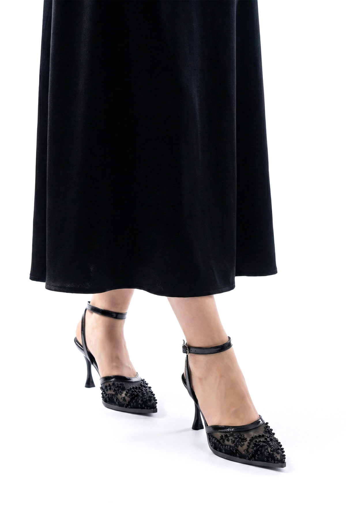 ACMZ SHOES  bridal fileli el işçiliği boncuk ve nakış ayakkabı bir numara büyük alın - Görsel 6