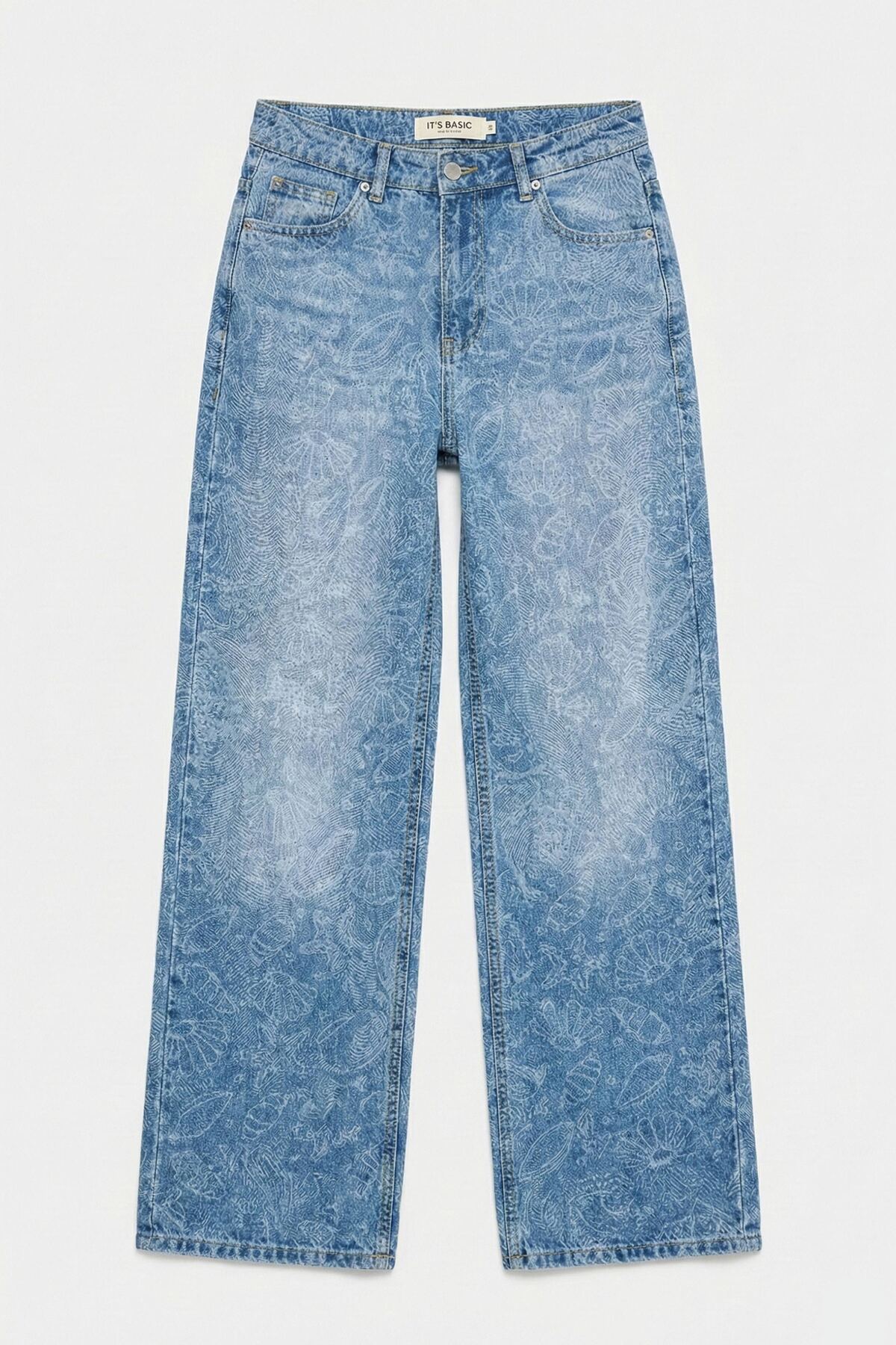 it's basic  Kadın Kot Rengi 2s6-27 Straight Fit Yüksek Bel %100 Koton Tasarım Denim Jean - Görsel 5