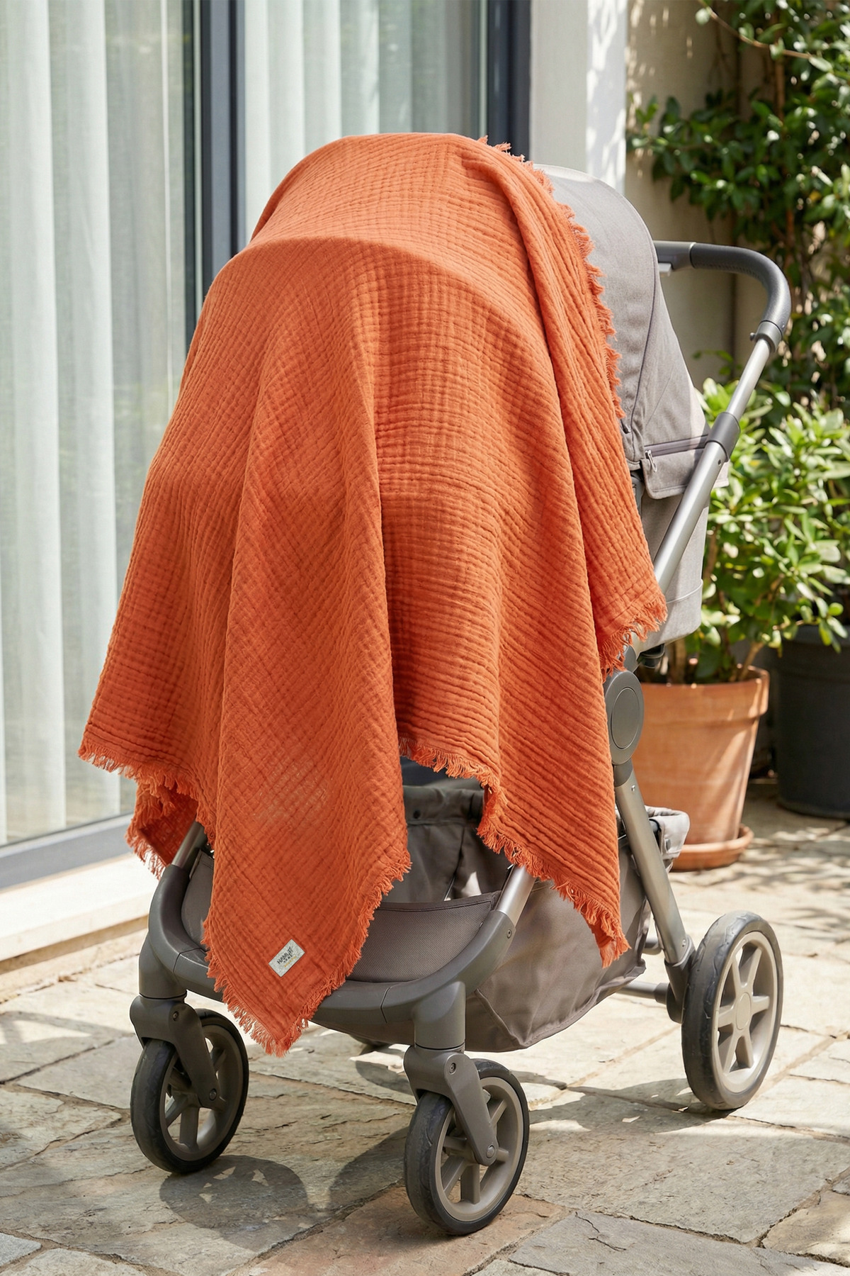 HAMUR Müslin Bebek Pike %100 Pamuk 85x100 cm Yenidoğan Bebek Arabası Puset Örtüsü Kundak Battaniye Kiremit fotoğrafı 4 (önizleme)