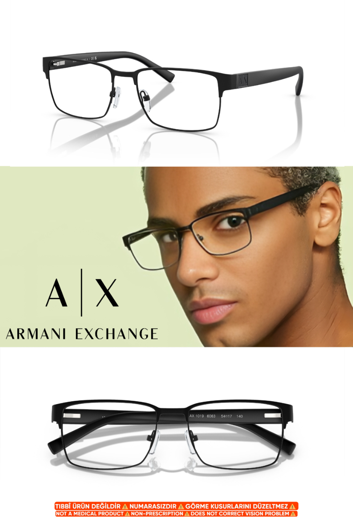 آرمانی اکسچنج AX1019 6063 54-17-140 + محافظت در برابر نور آبی پریمیوم (پشتیبانی از درایو)