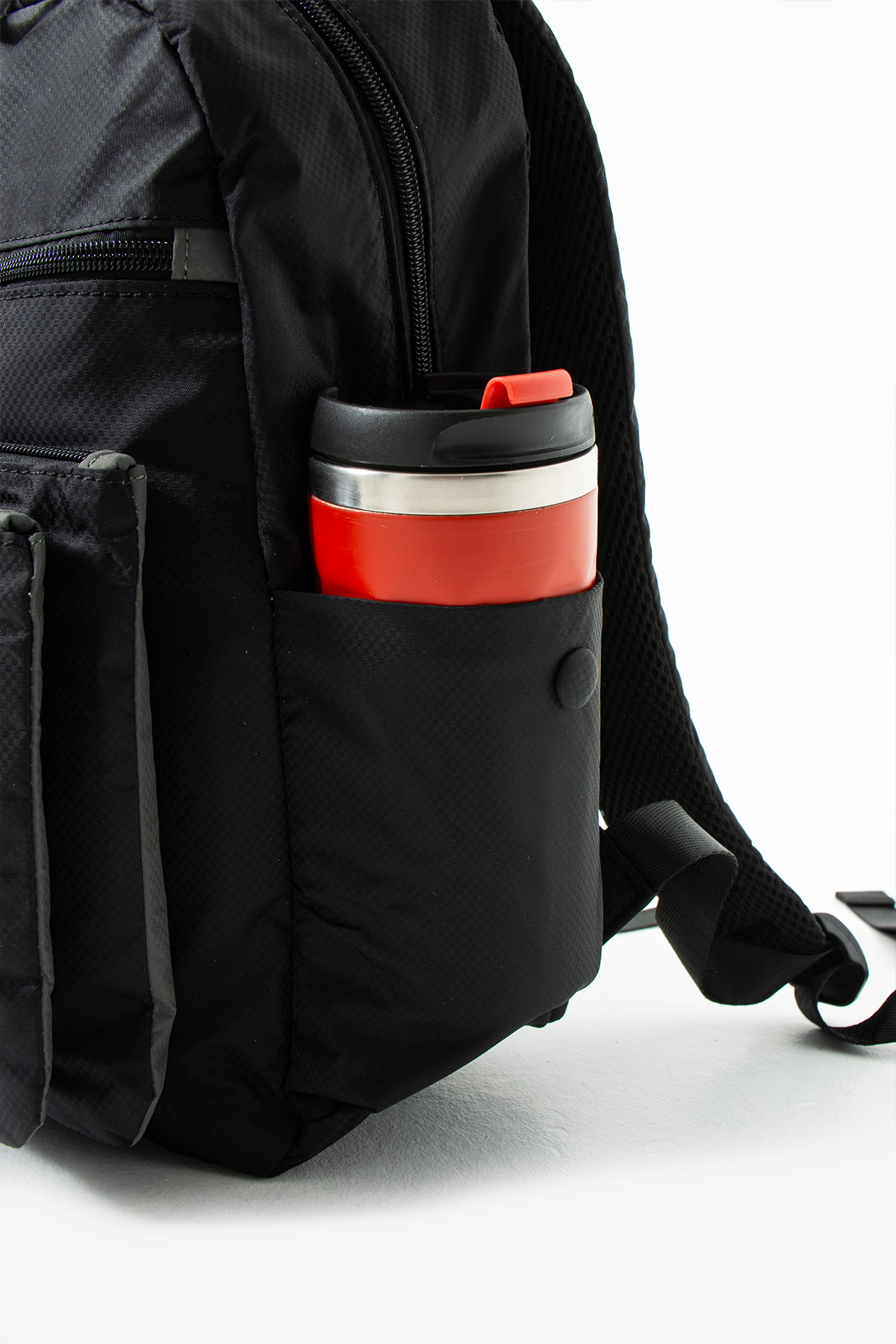 Ayax  Siyah Unisex Suya Dayanıklı Paraşüt Kumaş 4 Bölmeli Laptop Bölmeli Seyahat Ve Okul Çantası - Görsel 8