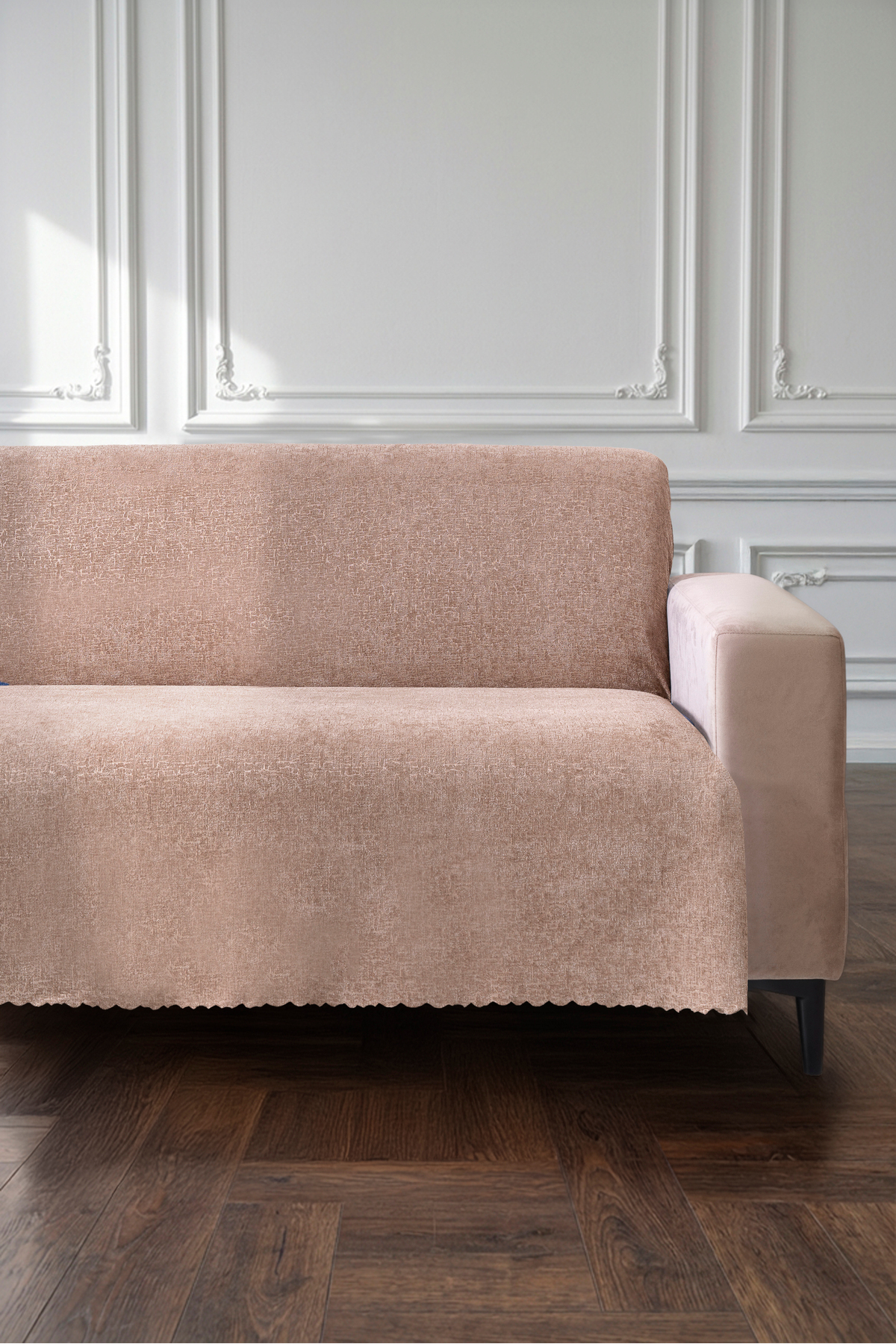 Kahverengi 175X215 cm Premium Koltuk Örtüsü Şönil Jakarlı Kumaş Yüksek Kalite Kaydırmaz Yıkanabilir