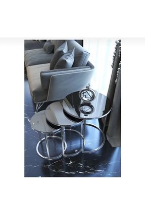 İMS ZİGON DÜNYASI 3lü Lüx C Zigon Sehpa Gümüş