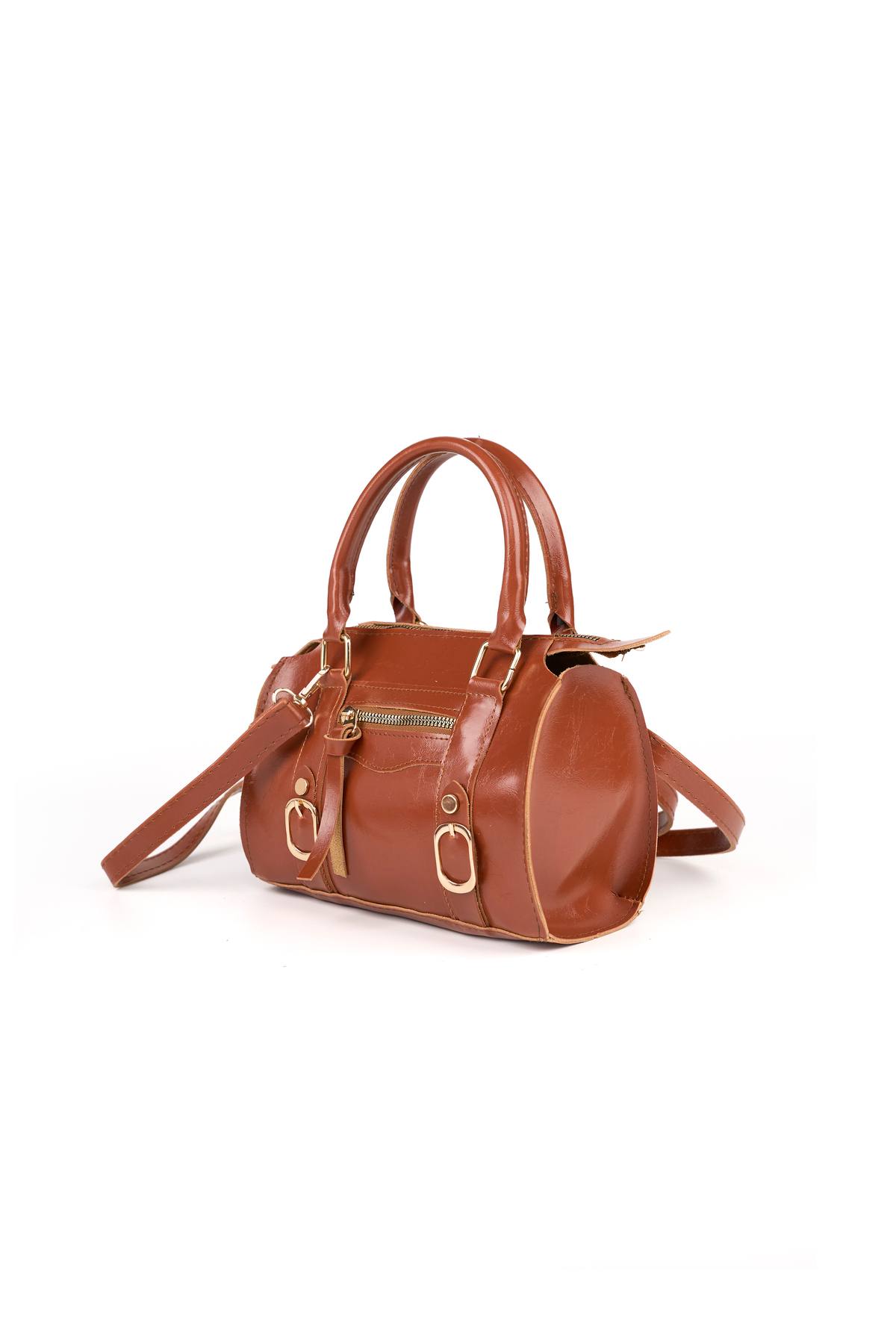 Women's Vintage Buckle Detailed Zipper Casual Hand Shoulder and Crossbody Bag