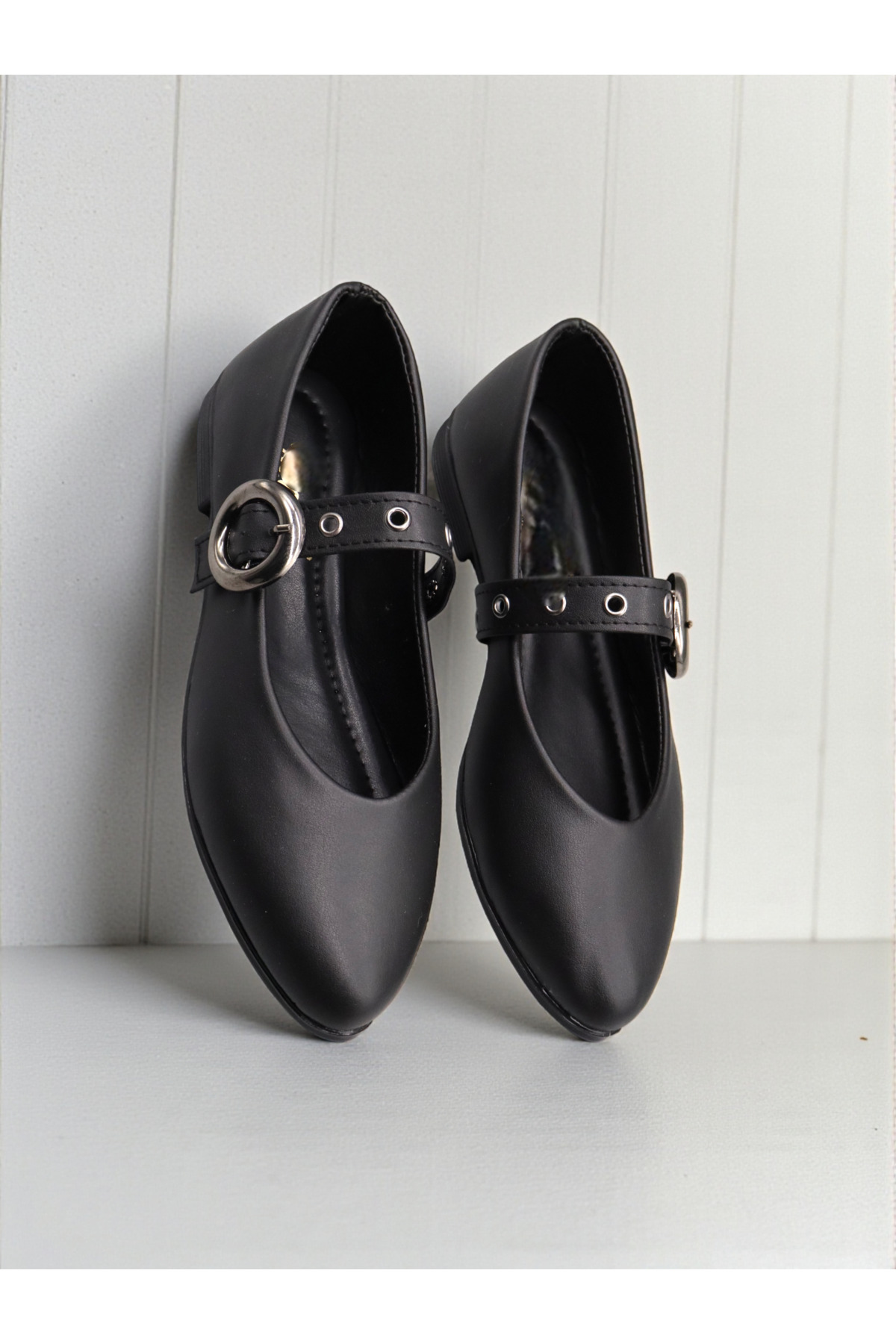 HFKY  Tasarım Tokalı Lastikli Babet Ayakkabı - Görsel 3