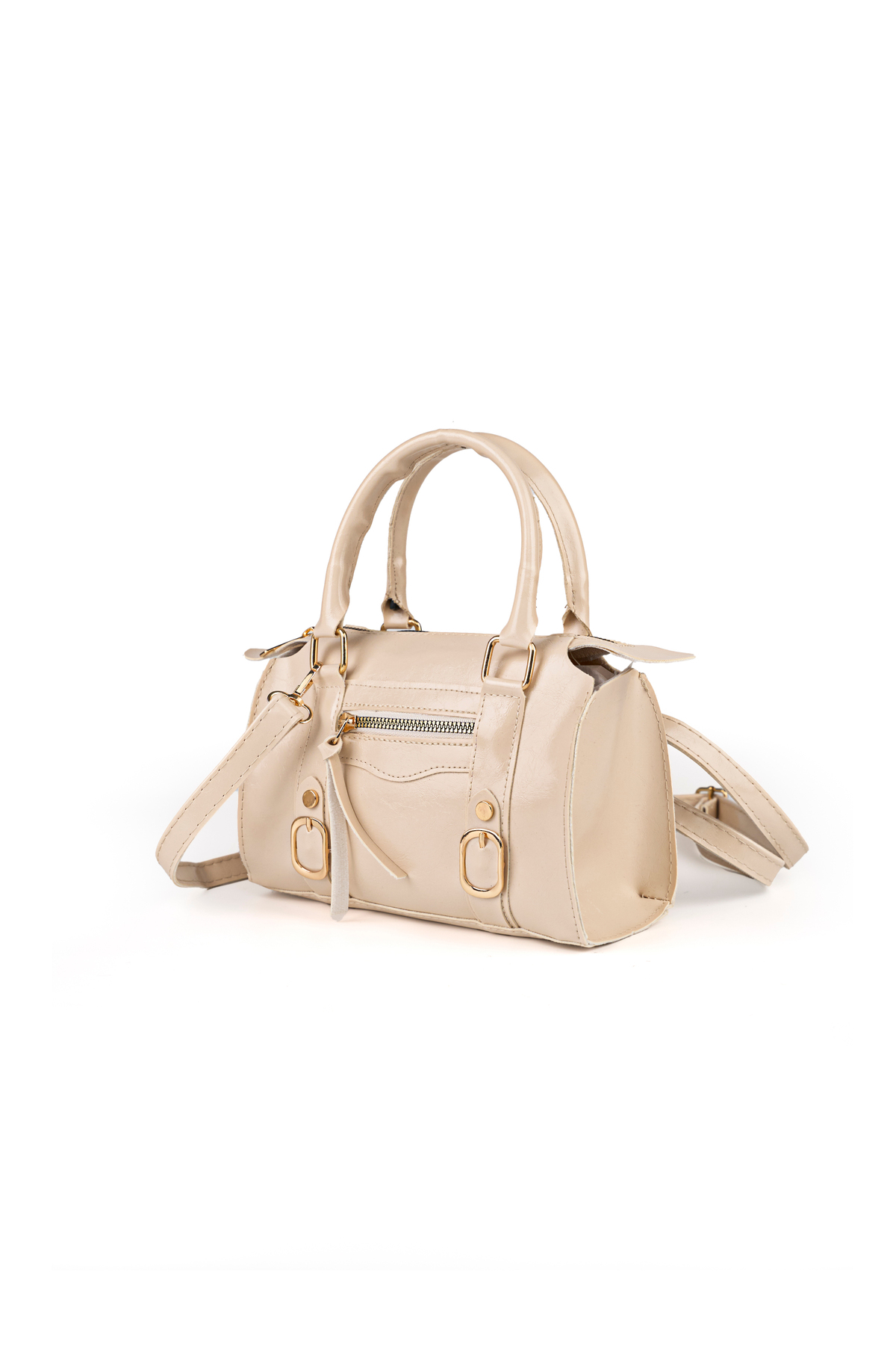 Women's Vintage Buckle Detailed Zipper Casual Hand Shoulder and Crossbody Bag