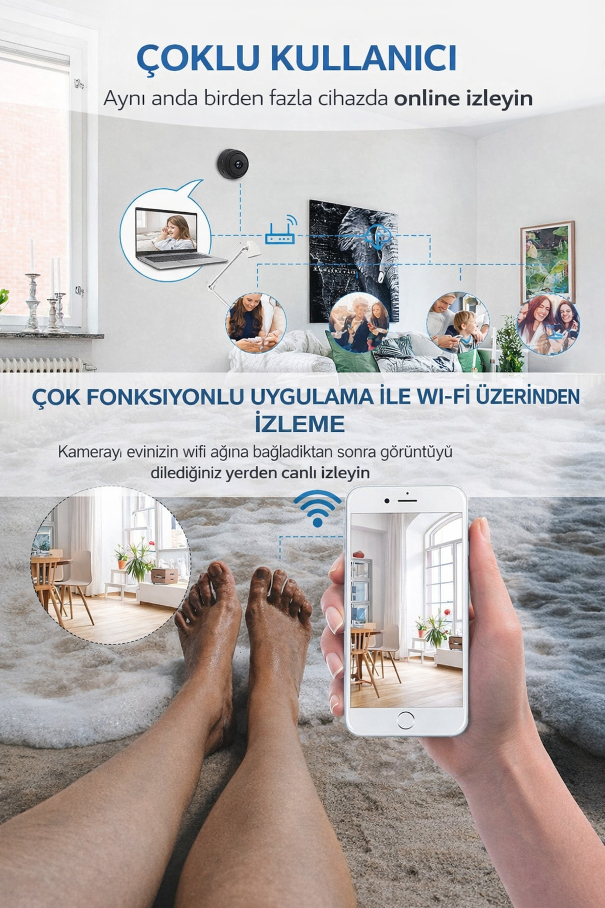 MİNGODAN WiFi Mini Güvenlik Kamerası 1080P Full HD | Uzaktan Canlı İzleme | Çoklu Kullanıcı Destekli fotoğrafı 5 (önizleme)