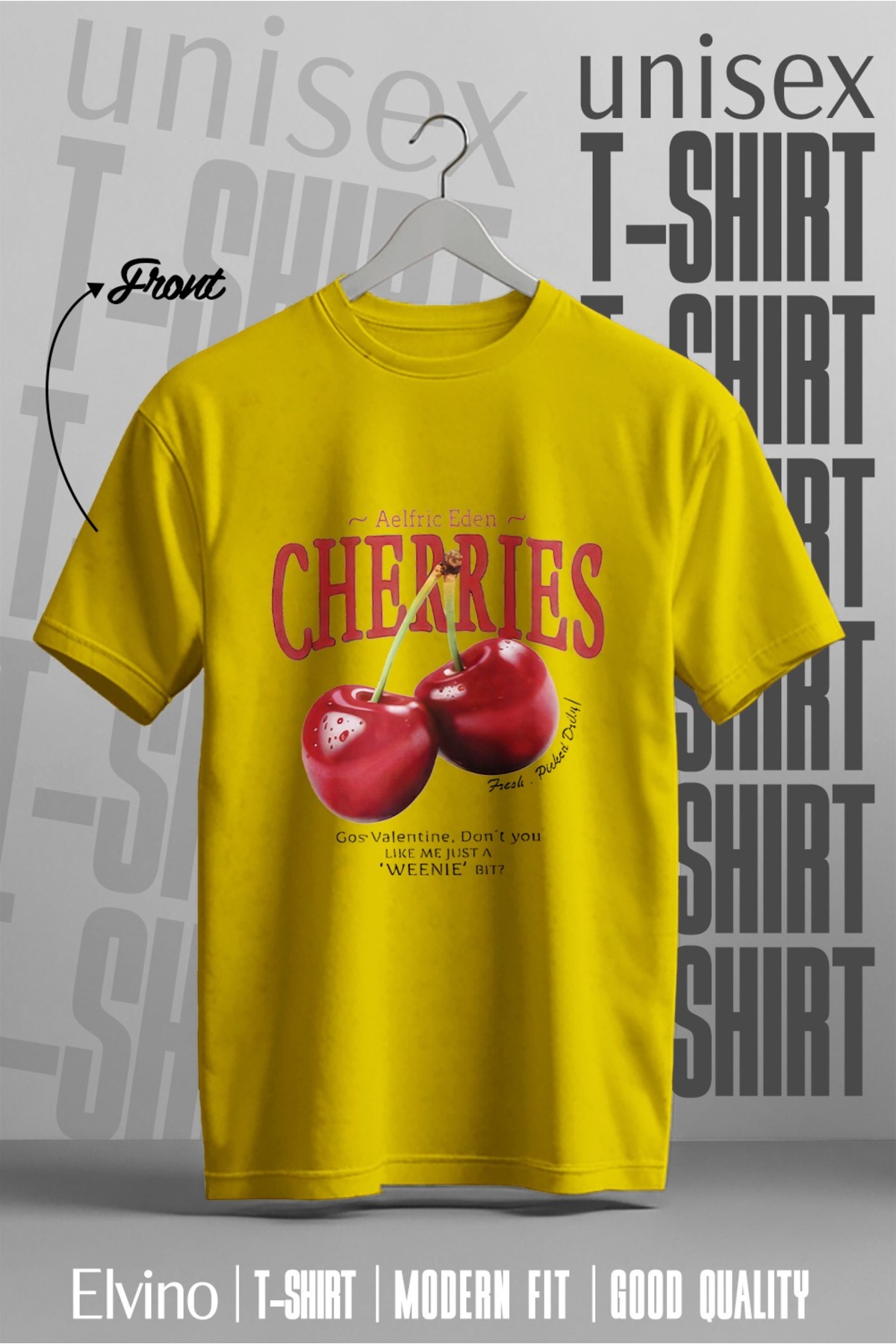 Elvino Red Cherries Baskılı Oversize Unisex Tshirt görsel 2