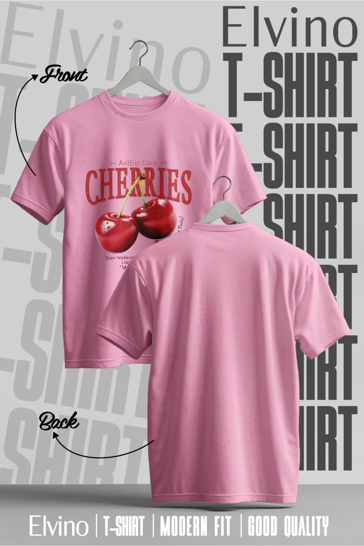 Elvino Red Cherries Baskılı Oversize Unisex Tshirt