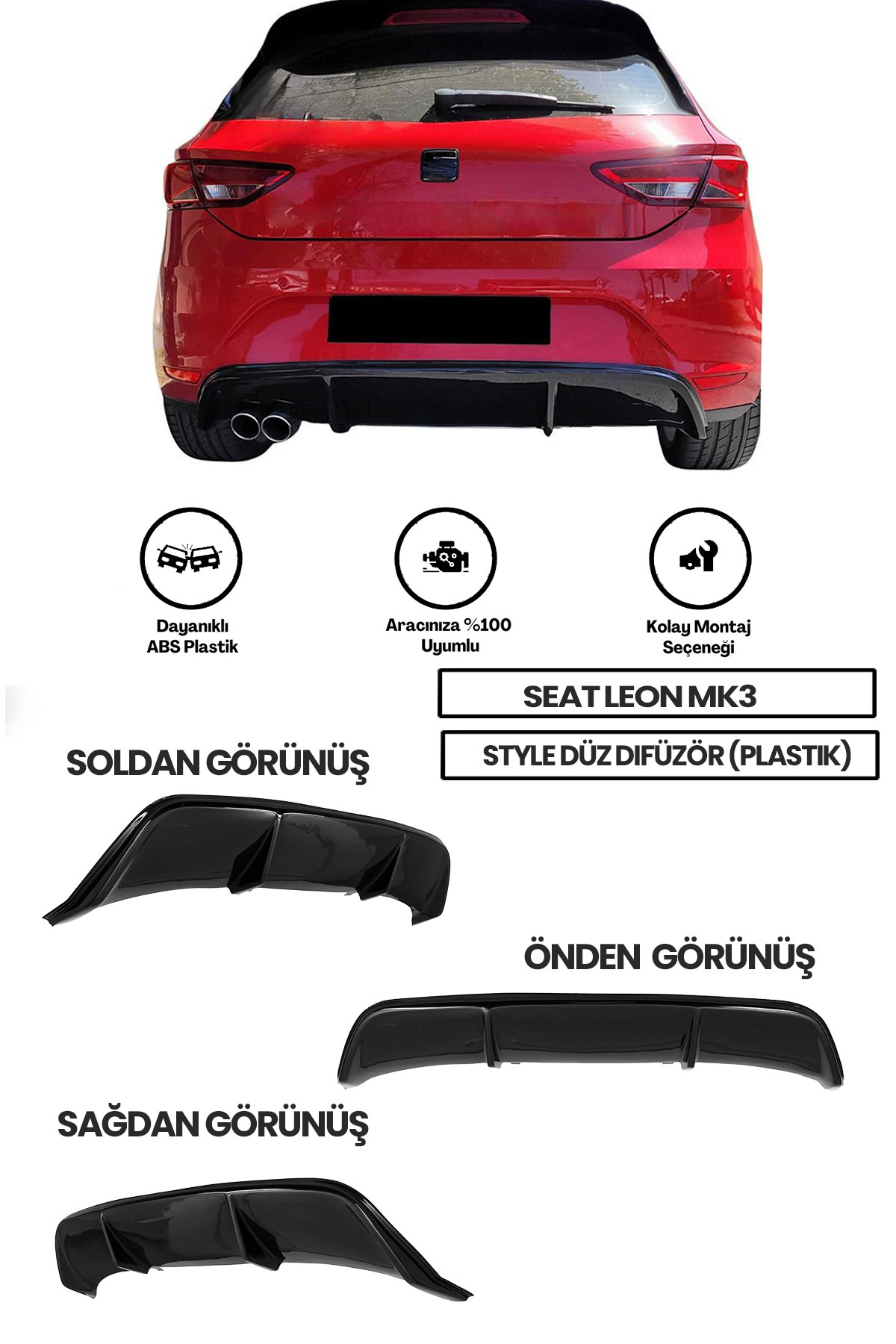 Leon Mk3 Style Düz Difüzör (Plastik)