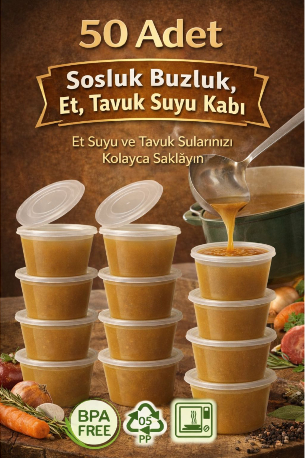 AYGÖREN HOME 50 Adet Sızdırmaz 120 ml Mini Saklama Kabı Sosluk Buzluk Kabı, E...