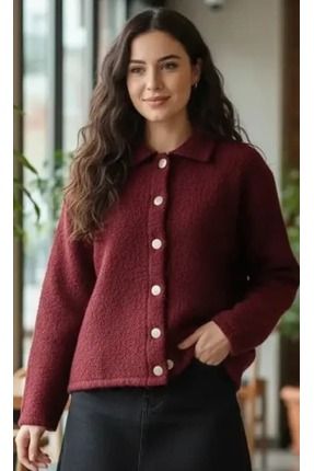 Ayliva Tekstil Angora Bordo Ceket