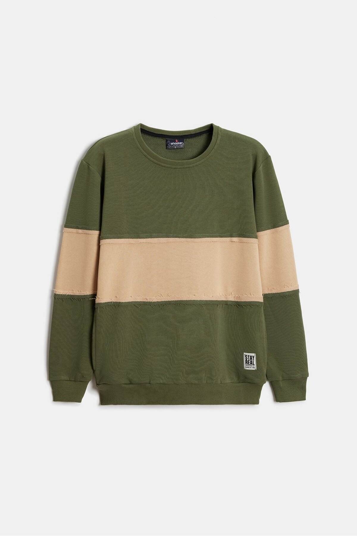 Shooter Sportswear Haki Erkek Günlük Sweatshirt Bisiklet Yaka Regular Kalıp 3 iplik görsel 2
